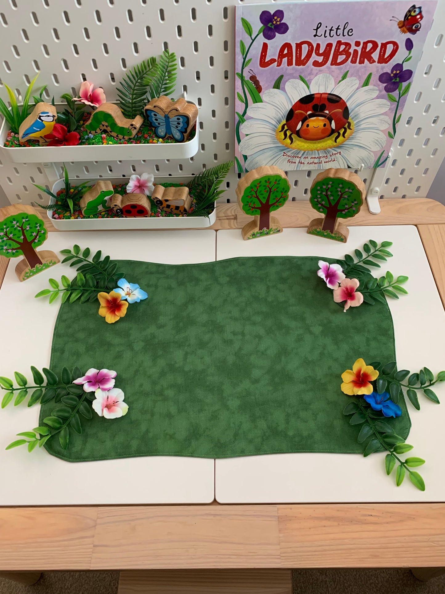 River & Rocks Play Mat - IN STOCK - Large - Dark Green Reverse