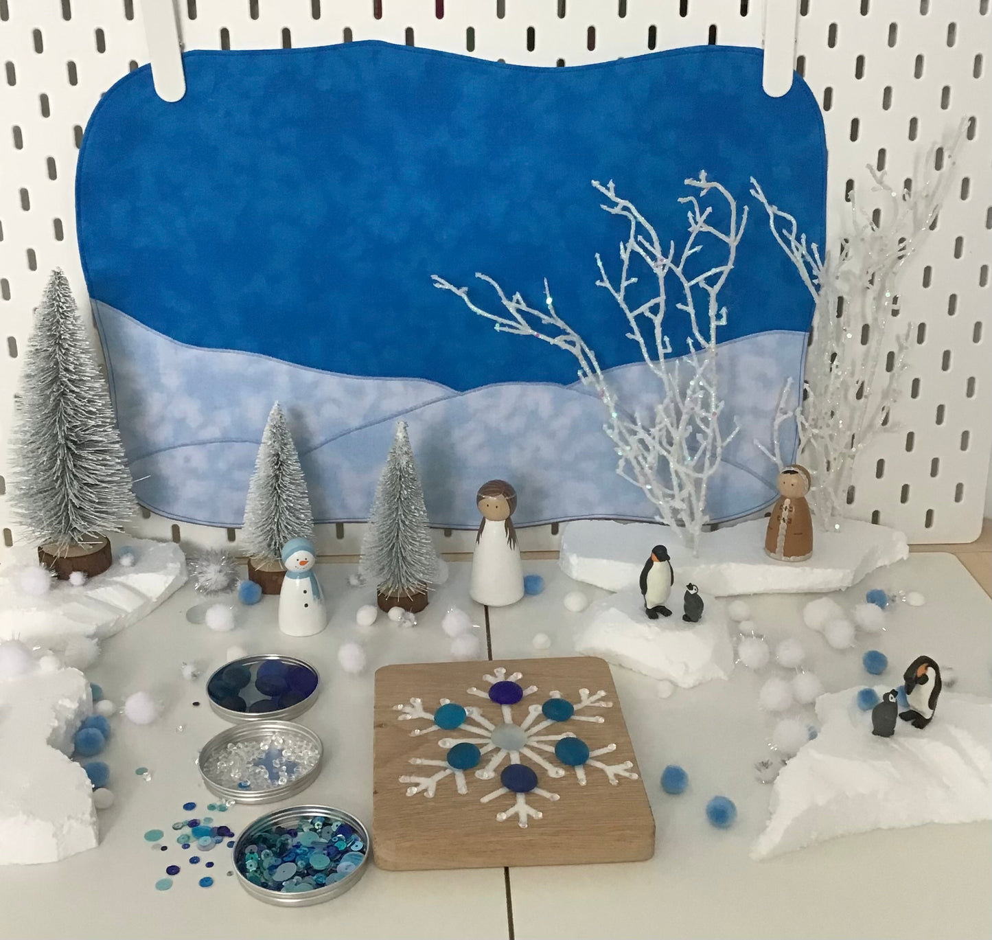 Polar Play Mat - MADE TO ORDER - Mid Blue Reverse