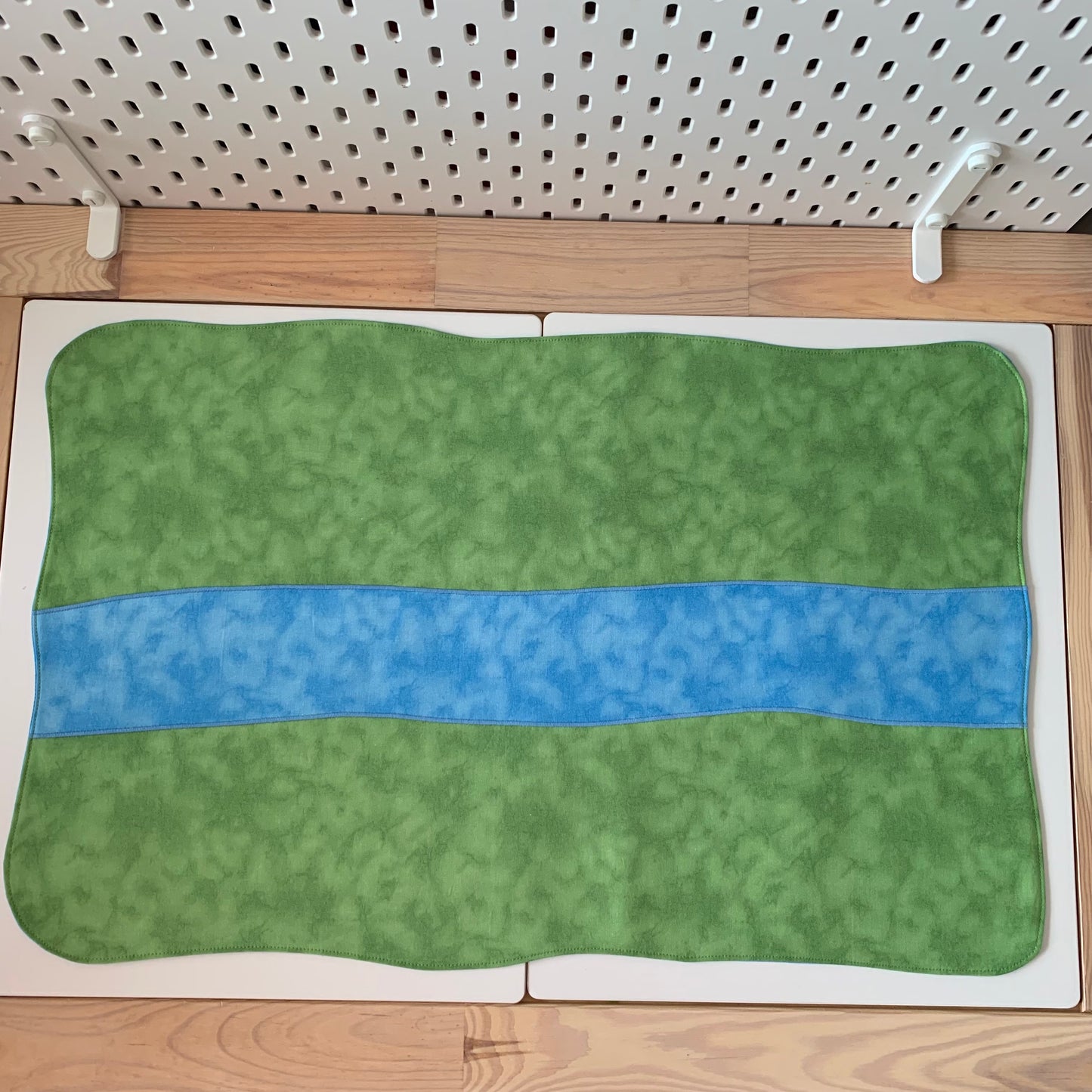 River Rectangular Play Mat - MADE TO ORDER - Mid Blue Reverse
