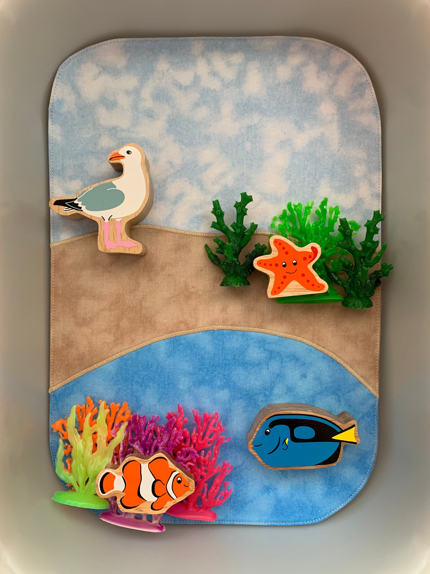 Sky, Land/Sand & Water/Ocean Play Mat - MADE TO ORDER - Sand Reverse