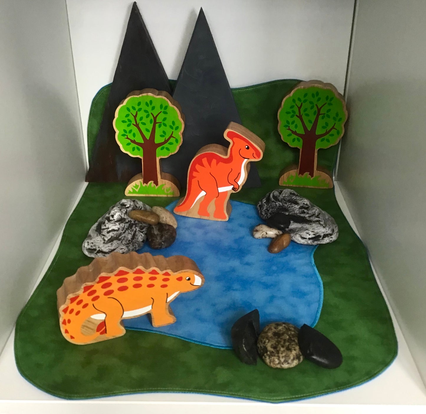 Lake Play Mat - MADE TO ORDER - Dark Green with Deep Blue Reverse