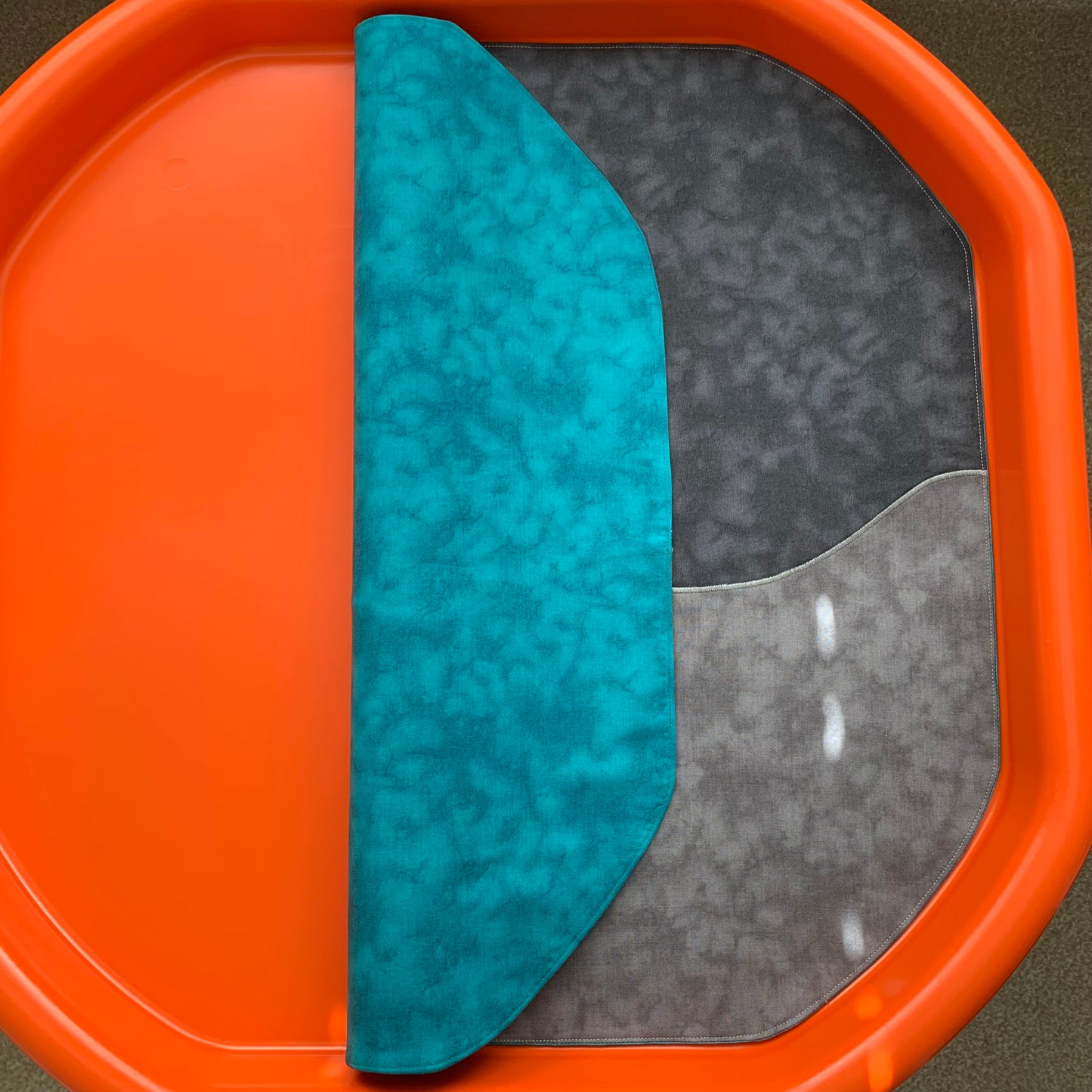 Tuff Tray Play Mat - IN STOCK - Black & Grey with a Jade Reverse