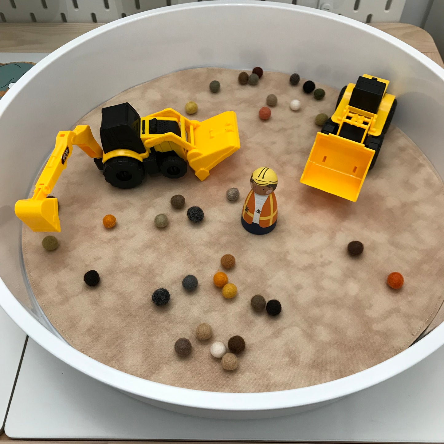 Circular Play Mat - Light Blue & Sand - MADE TO ORDER - Reversible Play Mat