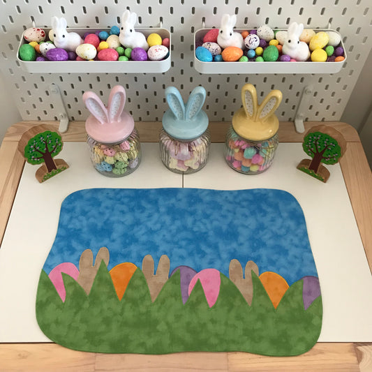 Bunnies & Eggs Play Mat - IN STOCK - Light Green Reverse