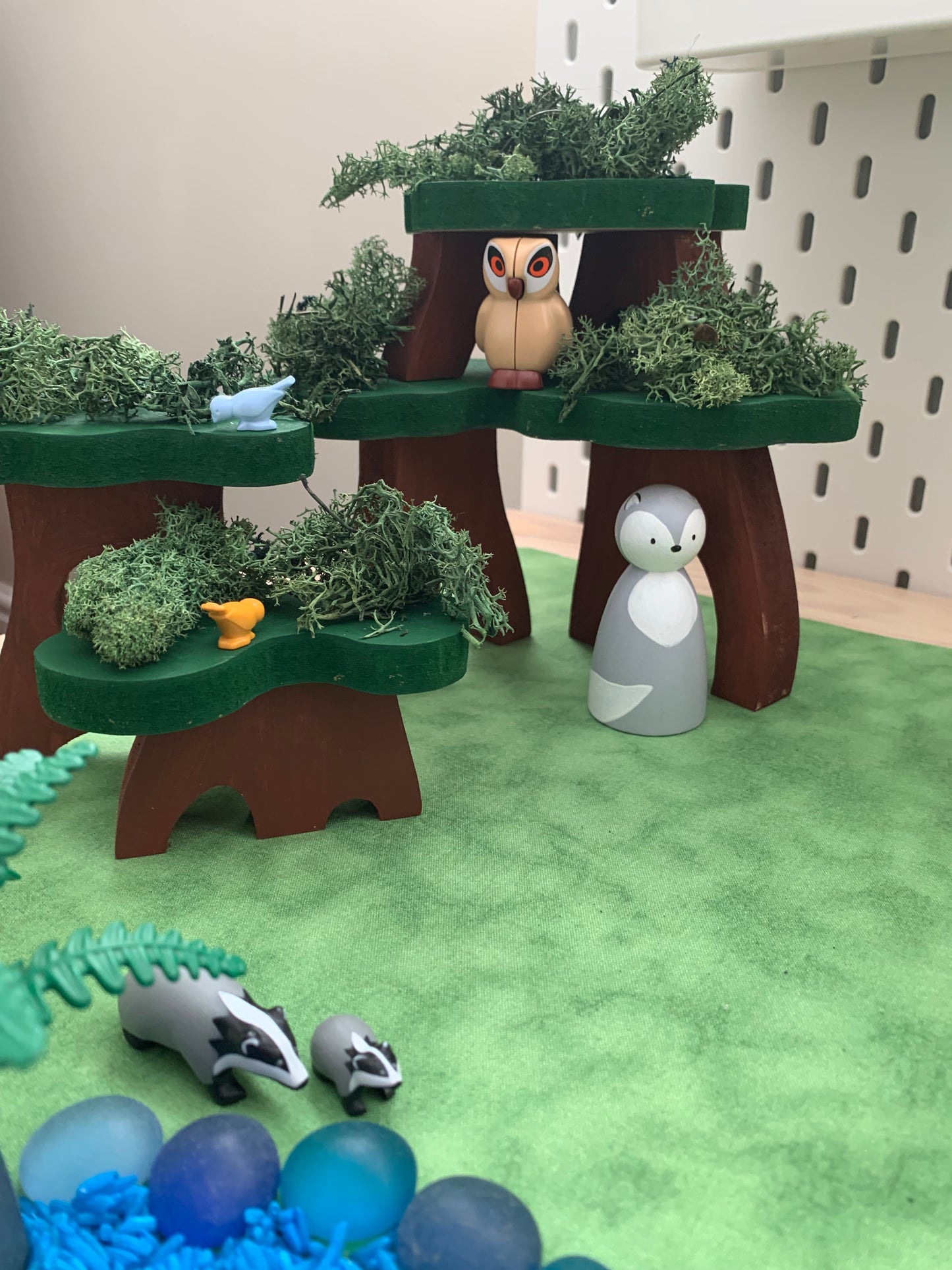 Extra Large Light Green & Mid Blue Play Mat - MADE TO ORDER - Reversible Play Mat