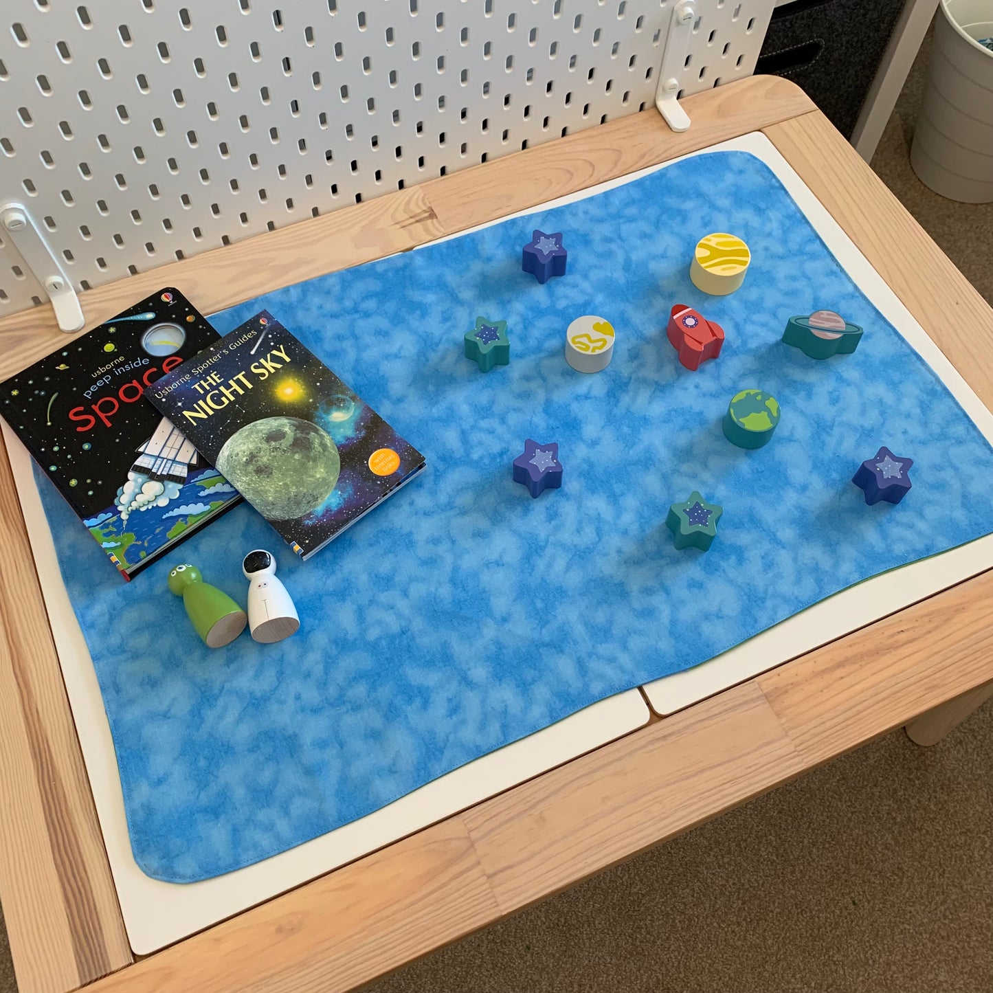 Extra Large Light Green & Mid Blue Play Mat - MADE TO ORDER - Reversible Play Mat