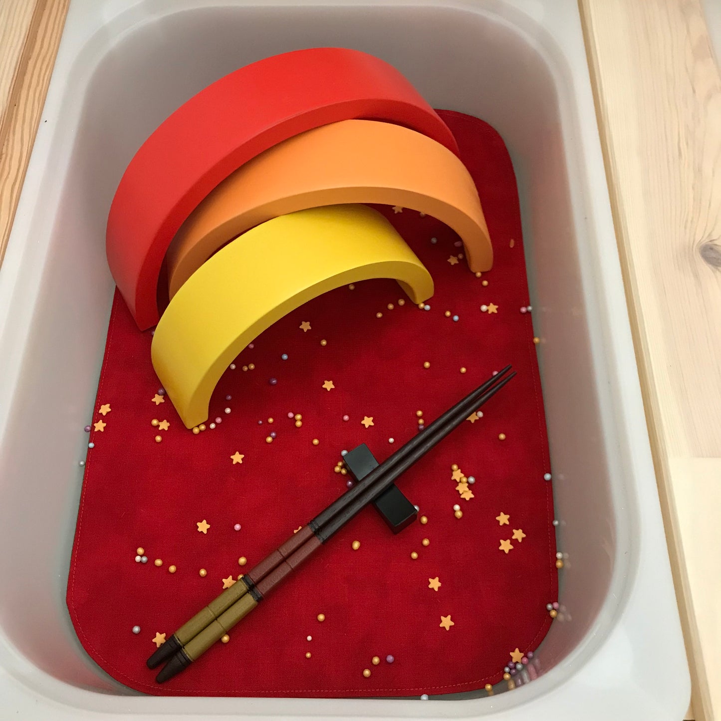 Red & Brown Tray Play Mat - MADE TO ORDER - Reversible Play mat