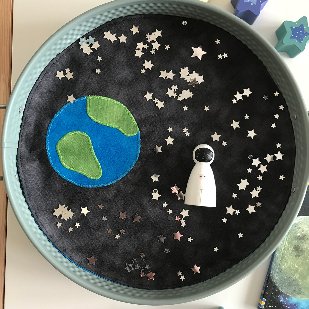 Earth Circular Play Mat - Deep Blue reverse