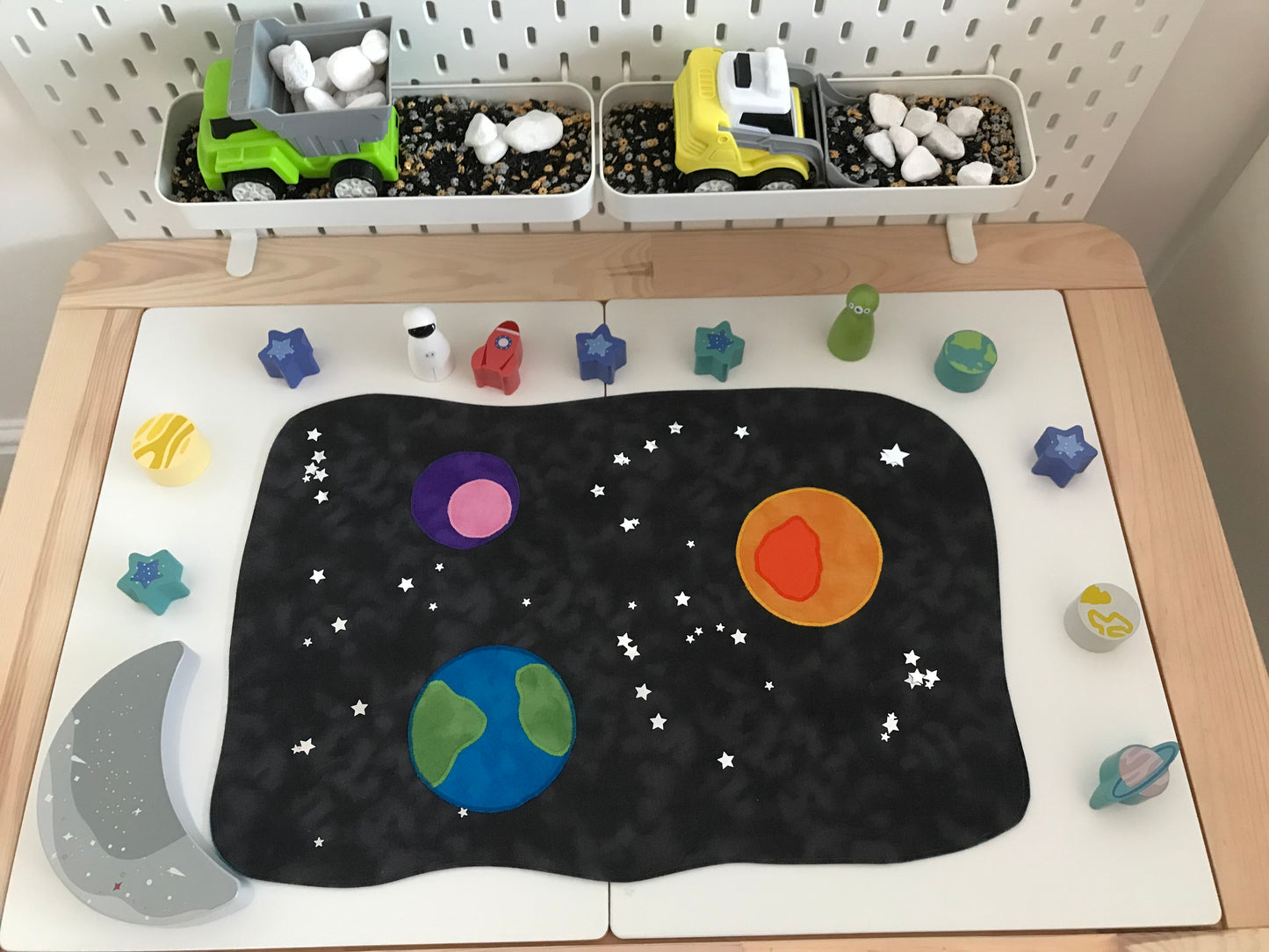 Space with Earth and Planets Plat Mat - IN STOCK - Jade Reverse