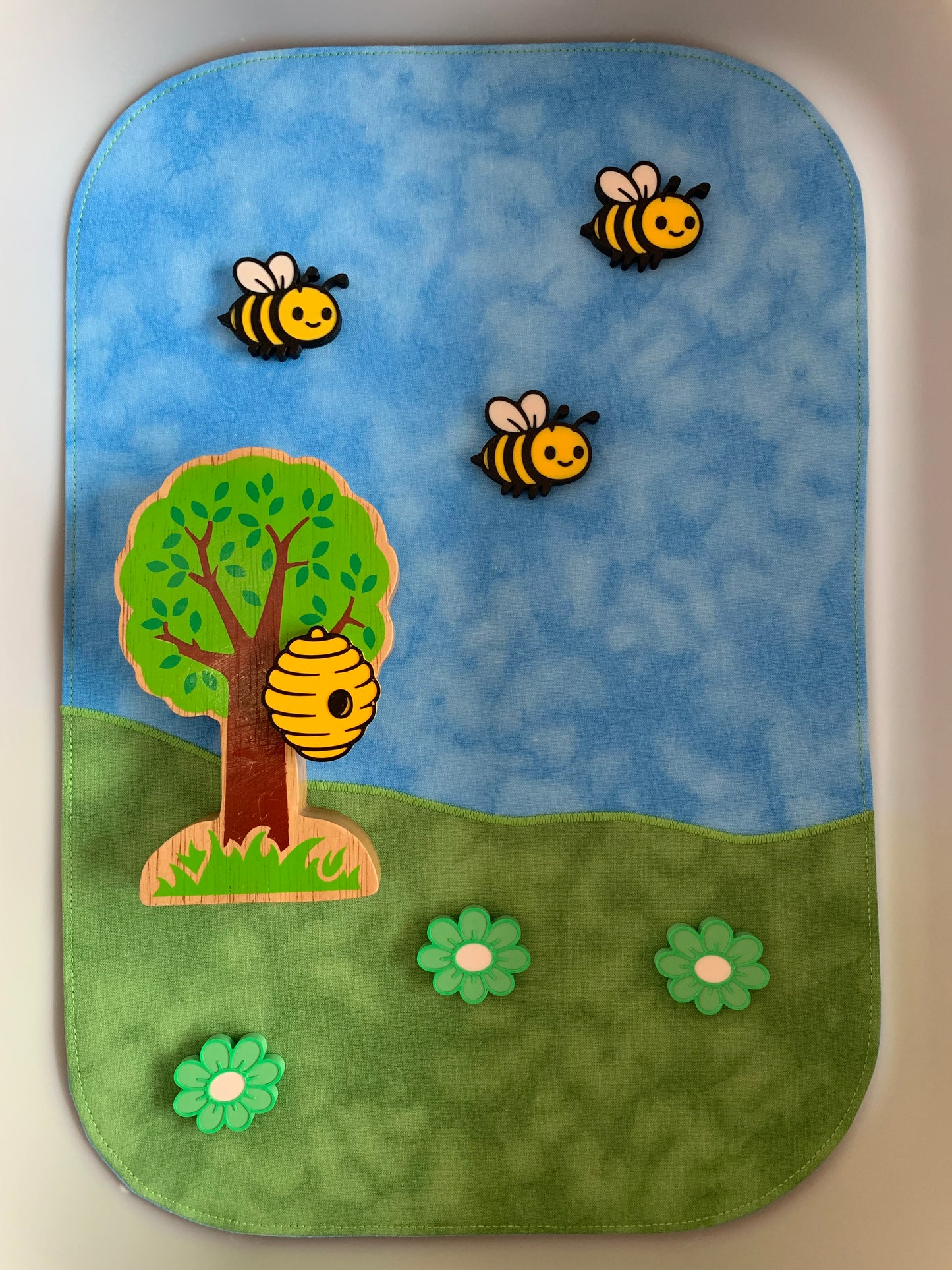 Grass & Sky Play Mat - MADE TO ORDER -  Mid Blue reverse