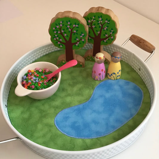 Lake Circular Play Mat - MADE TO ORDER - Mid Blue Reverse