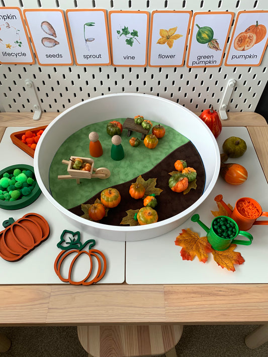 Grass & Earth - MADE TO ORDER - Circular Play Mat - Deep Blue Reverse