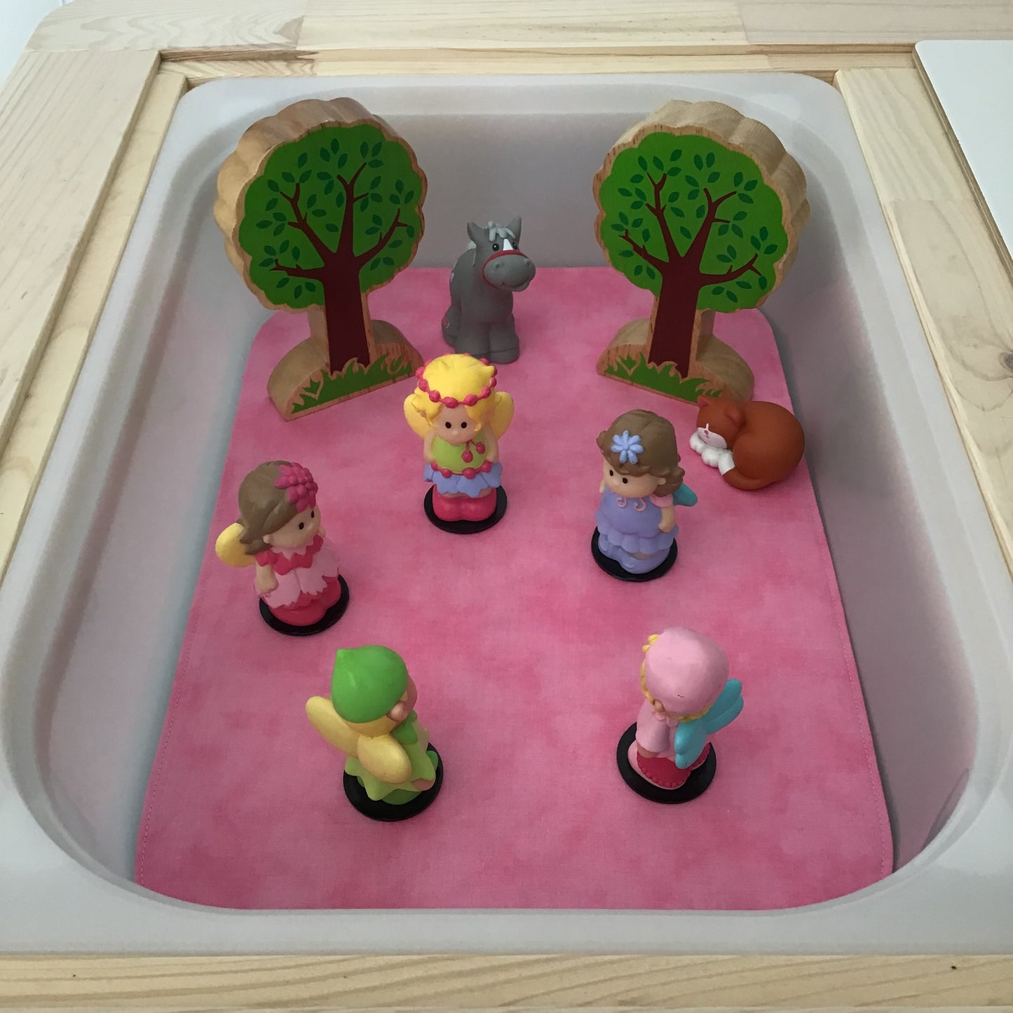 Pink & Light Green Tray Play Mat - MADE TO ORDER- Reversible Play mat