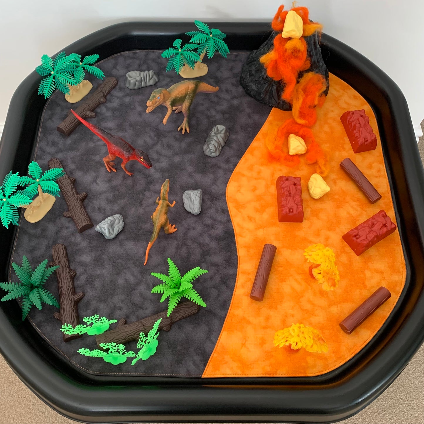 Lava/Sun Tuff Tray Play Mat - MADE TO ORDER - Black Reverse