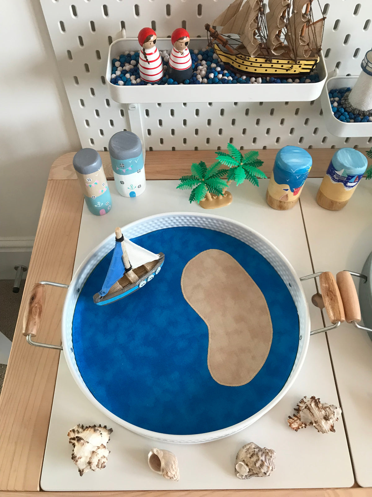 Beach Circular Play Mat - Dark Green reverse