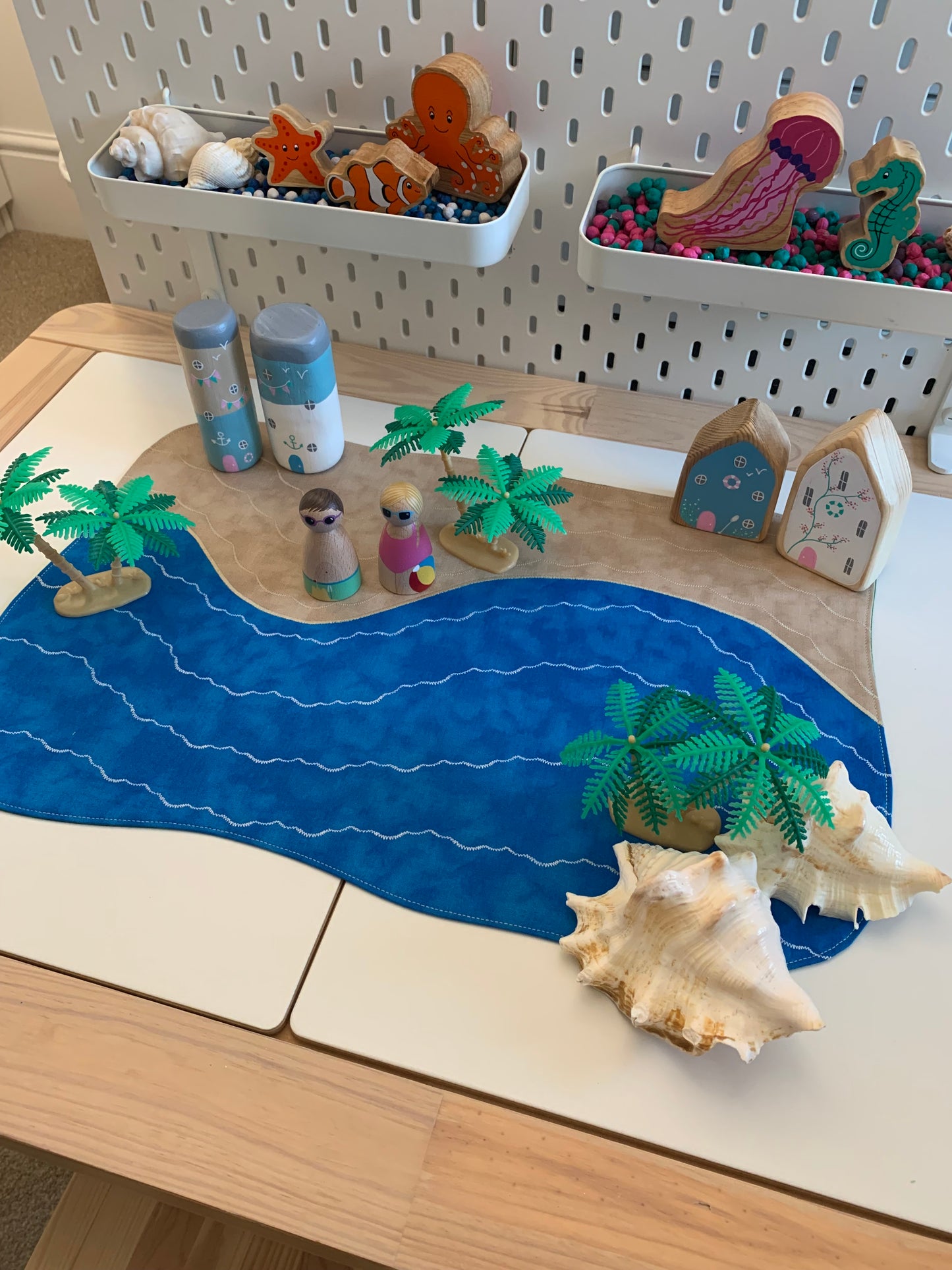 Beach Play Mat - IN STOCK - Large - Dark Green Reverse