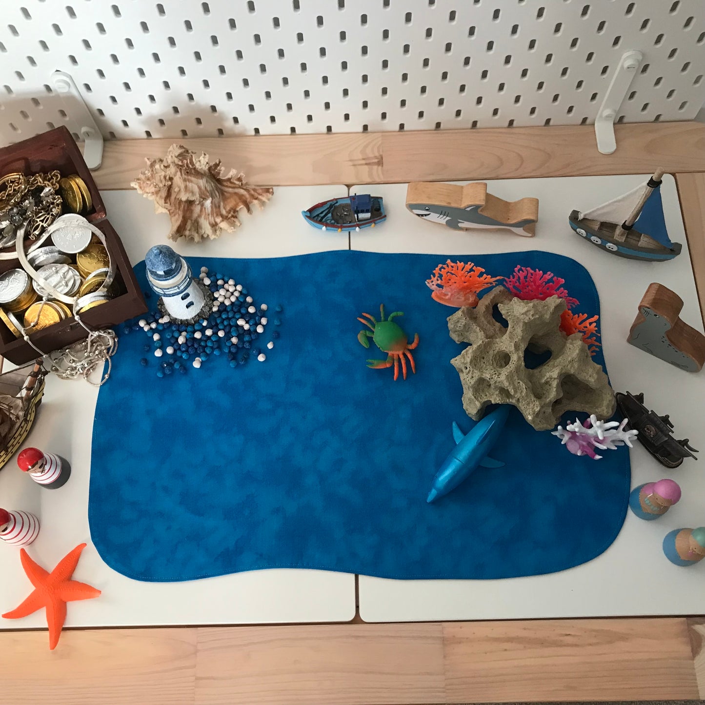 Frozen Lake Play Mat - MADE TO ORDER - Deep Blue Reverse