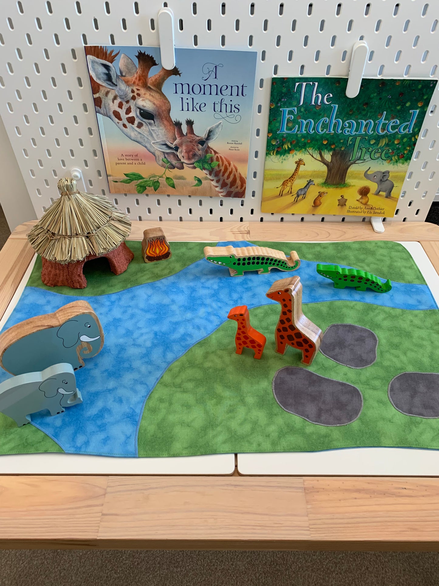 River and Rocks Green Extra Large Play Mat - IN STOCK - Mid Blue Reverse