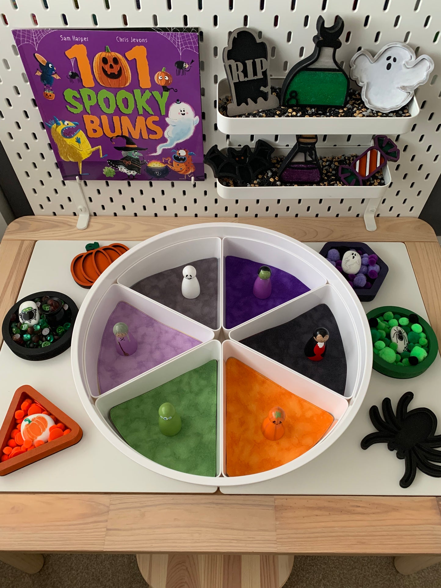 Tray Insert Play Mats - MADE TO ORDER - Reversible Colours- Autumn/Halloween/Rainbow Edition