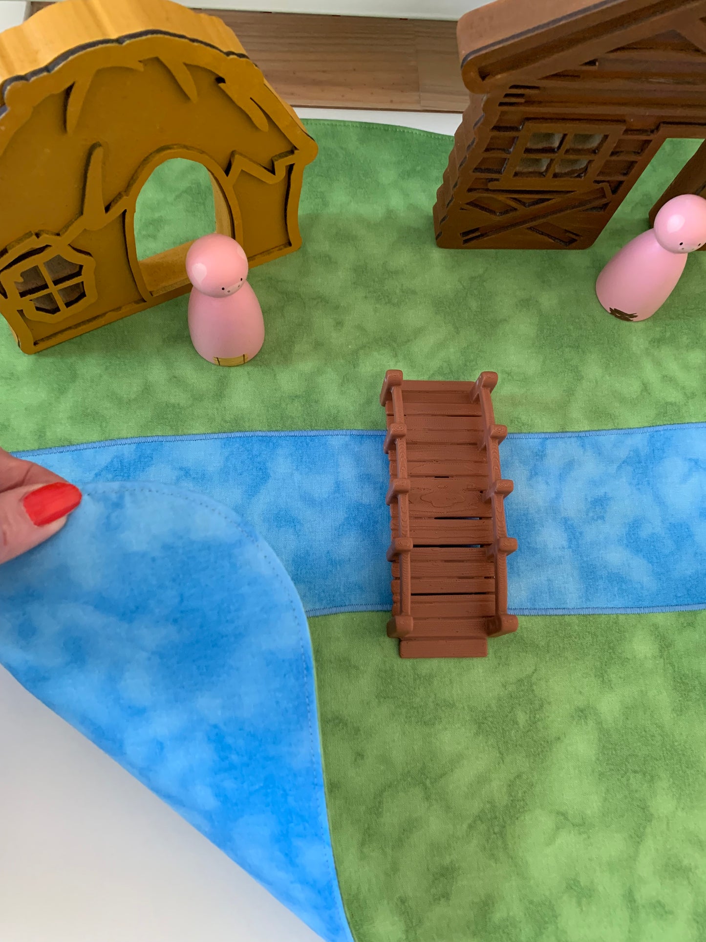River Rectangular Play Mat - MADE TO ORDER - Mid Blue Reverse