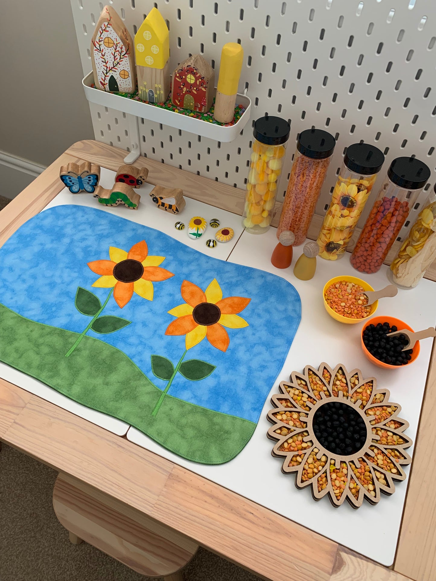 Sunflowers Play Mat - IN STOCK - Large - Dark Green Reverse