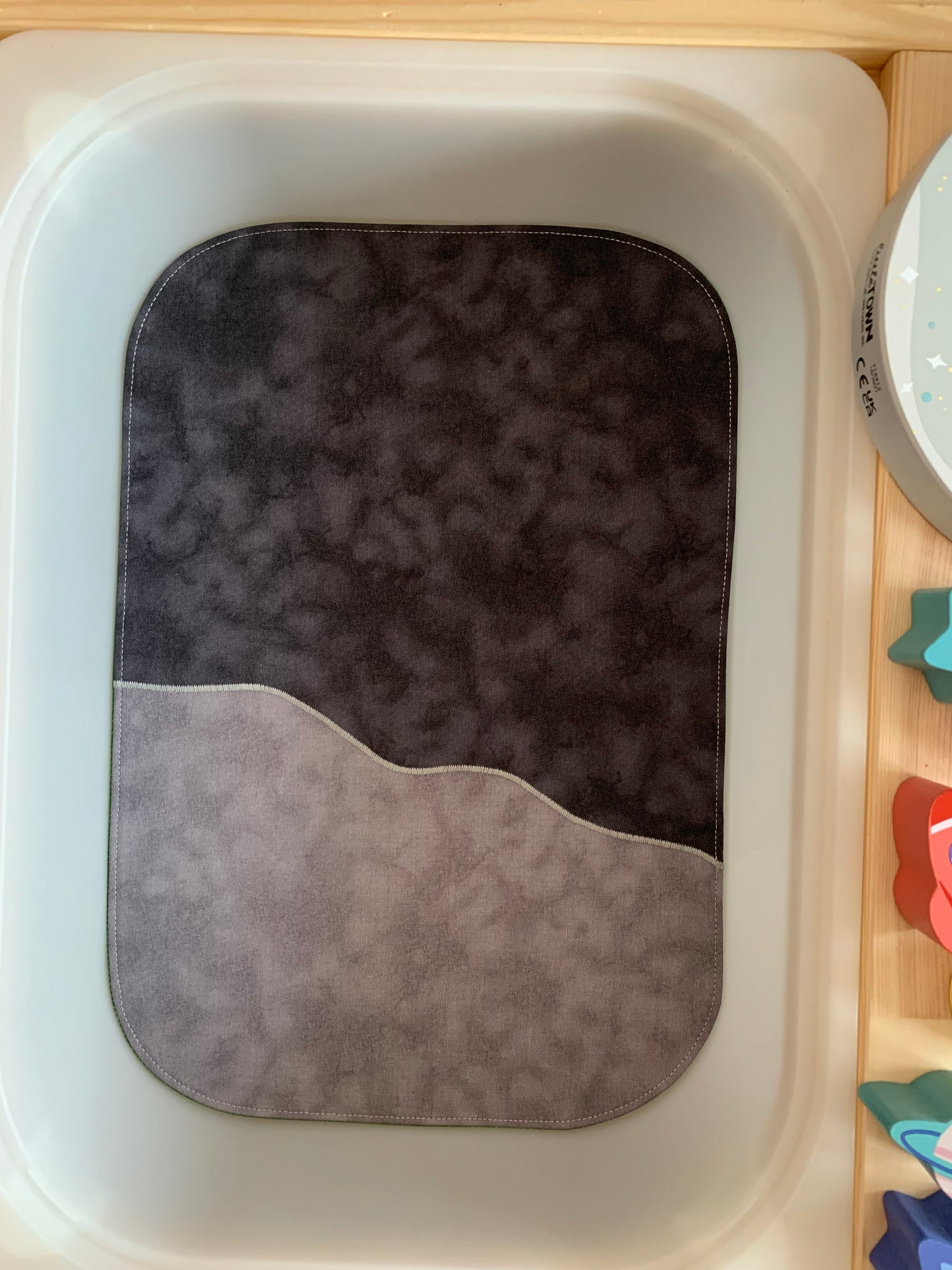 Moon/Rock Play Mat - MADE TO ORDER -  Dark Green reverse