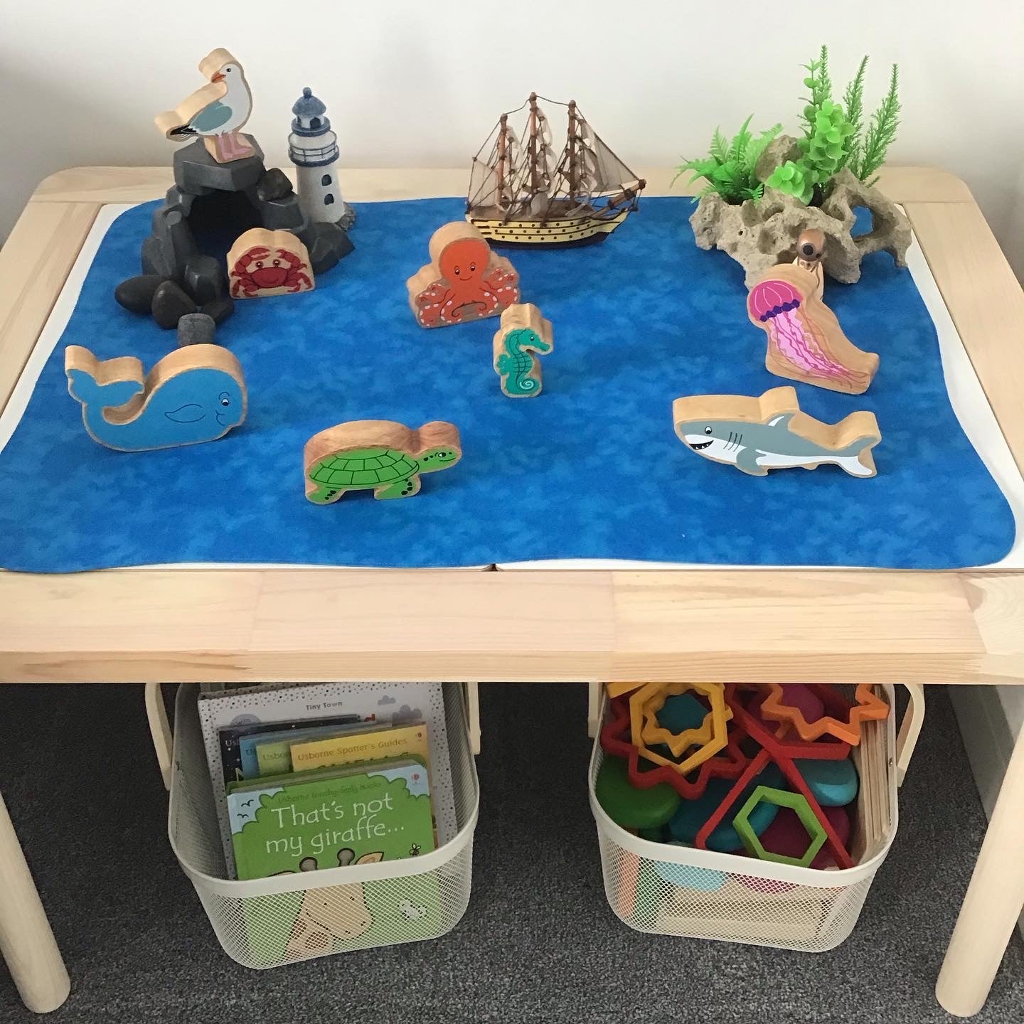 Soil & Pond Rectangular Play Mat - MADE TO ORDER - Deep Blue Reverse
