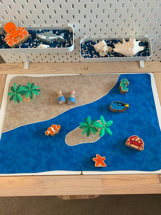 Beach and Island Extra Large Play Mat - IN STOCK - Dark Green Reverse