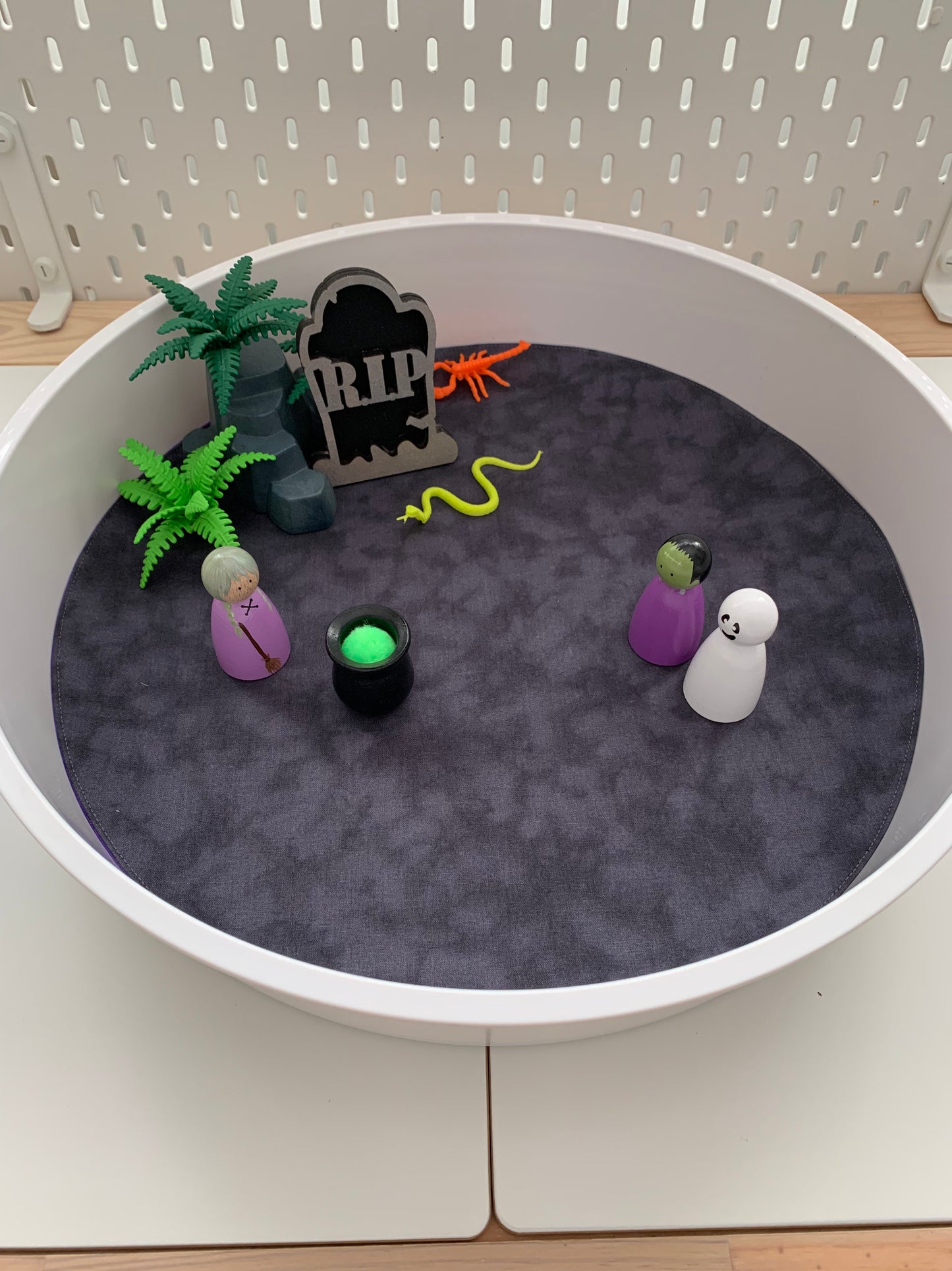 Circular Play Mat - Purple & Black - MADE TO ORDER - Reversible Play Mat