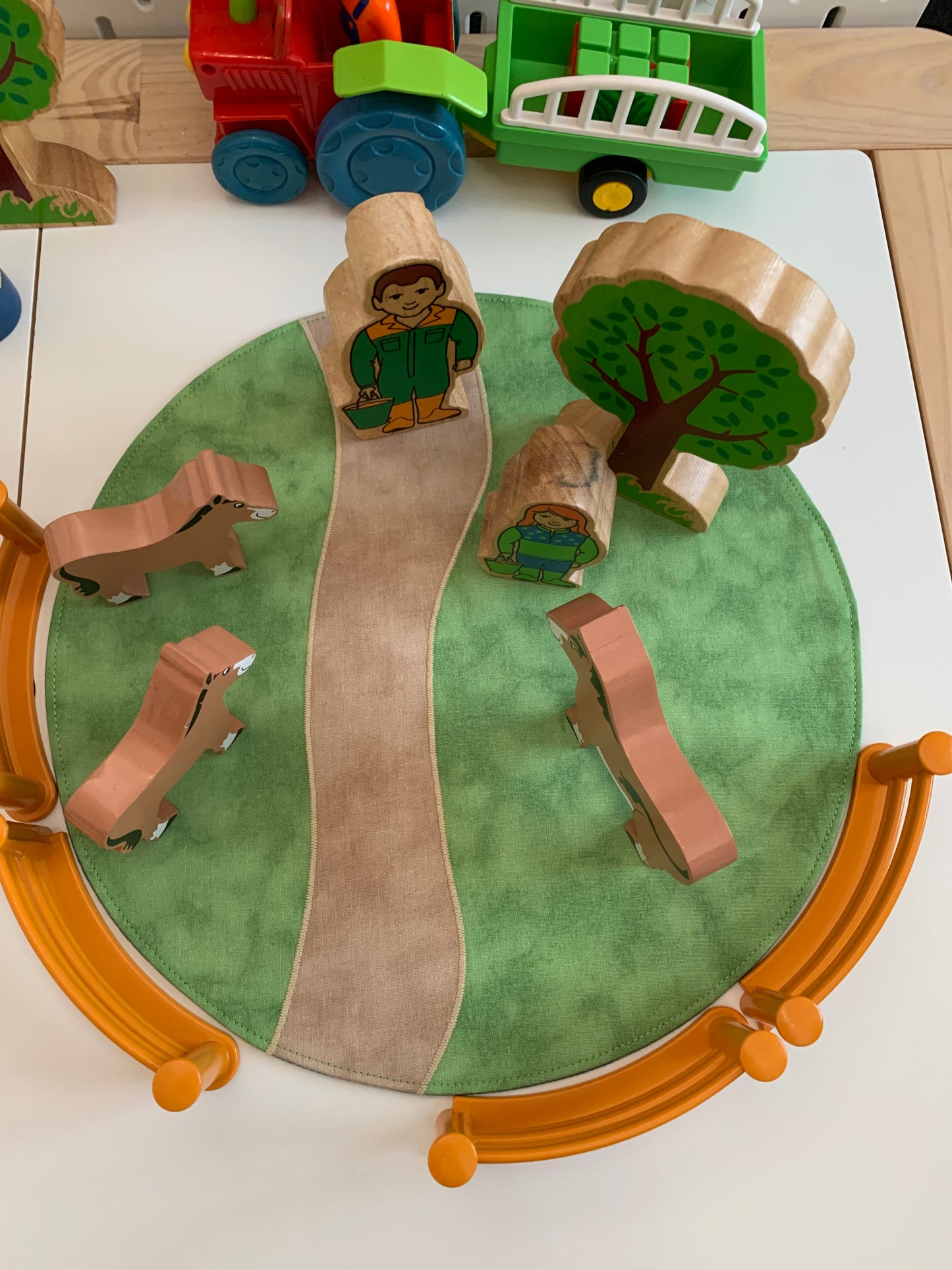 Grass/Field with Path - Circular Play Mat - Jade Reverse