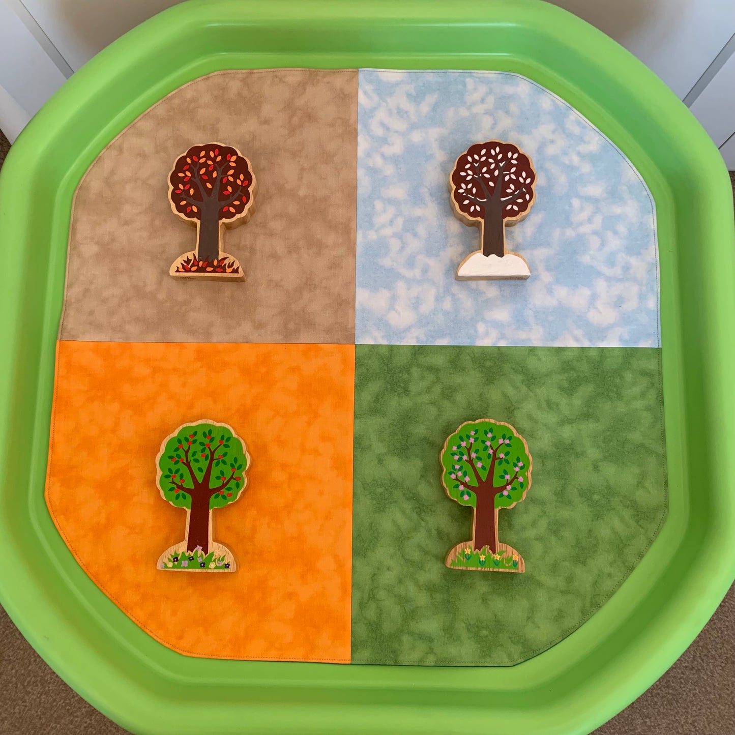 Tuff Tray Play Mat - IN STOCK - Four Sections - Jade Reverse