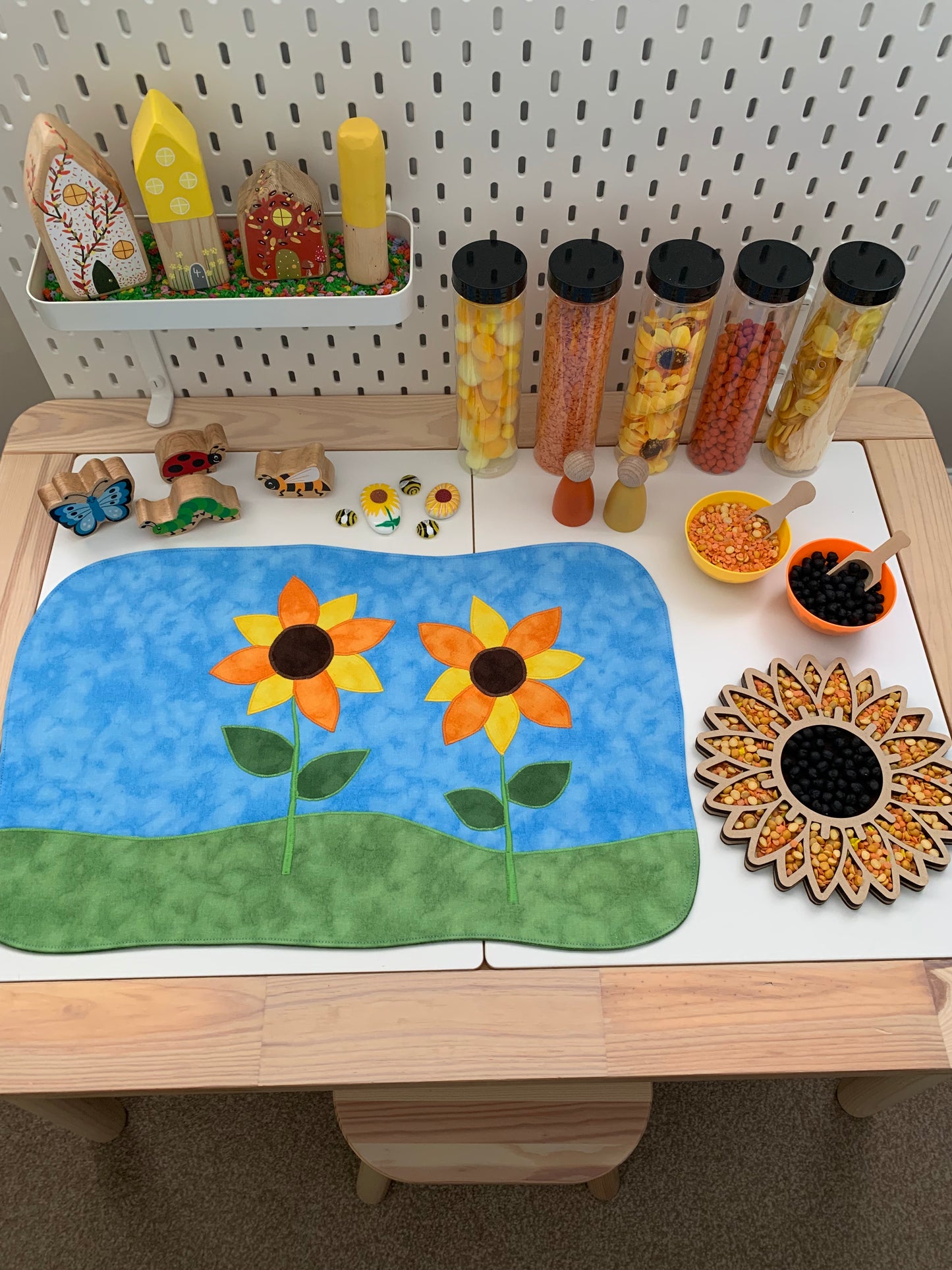 Sunflowers Play Mat - IN STOCK - Large - Dark Green Reverse
