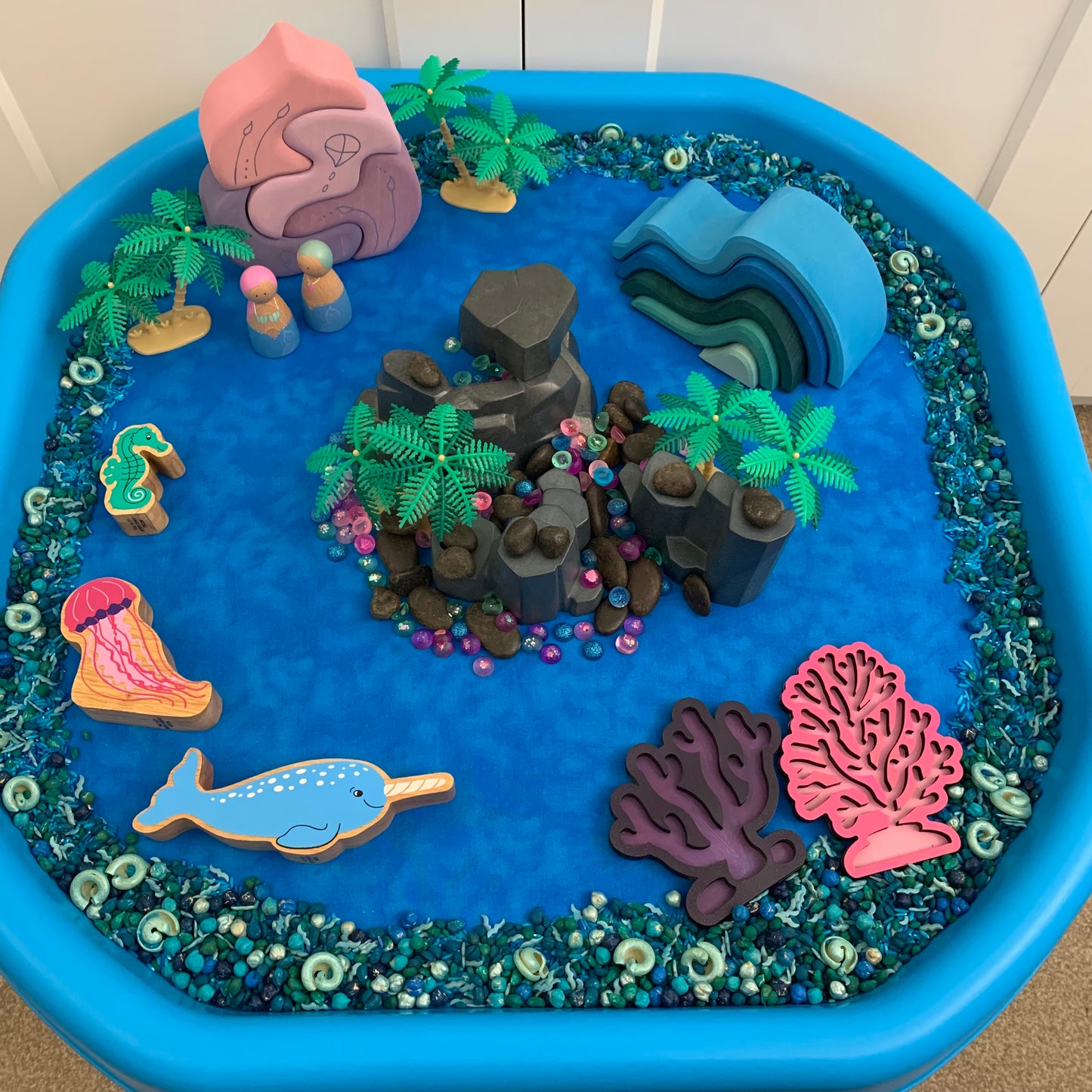 Tuff Tray Play Mat - Made to Order - Deep Blue reverse