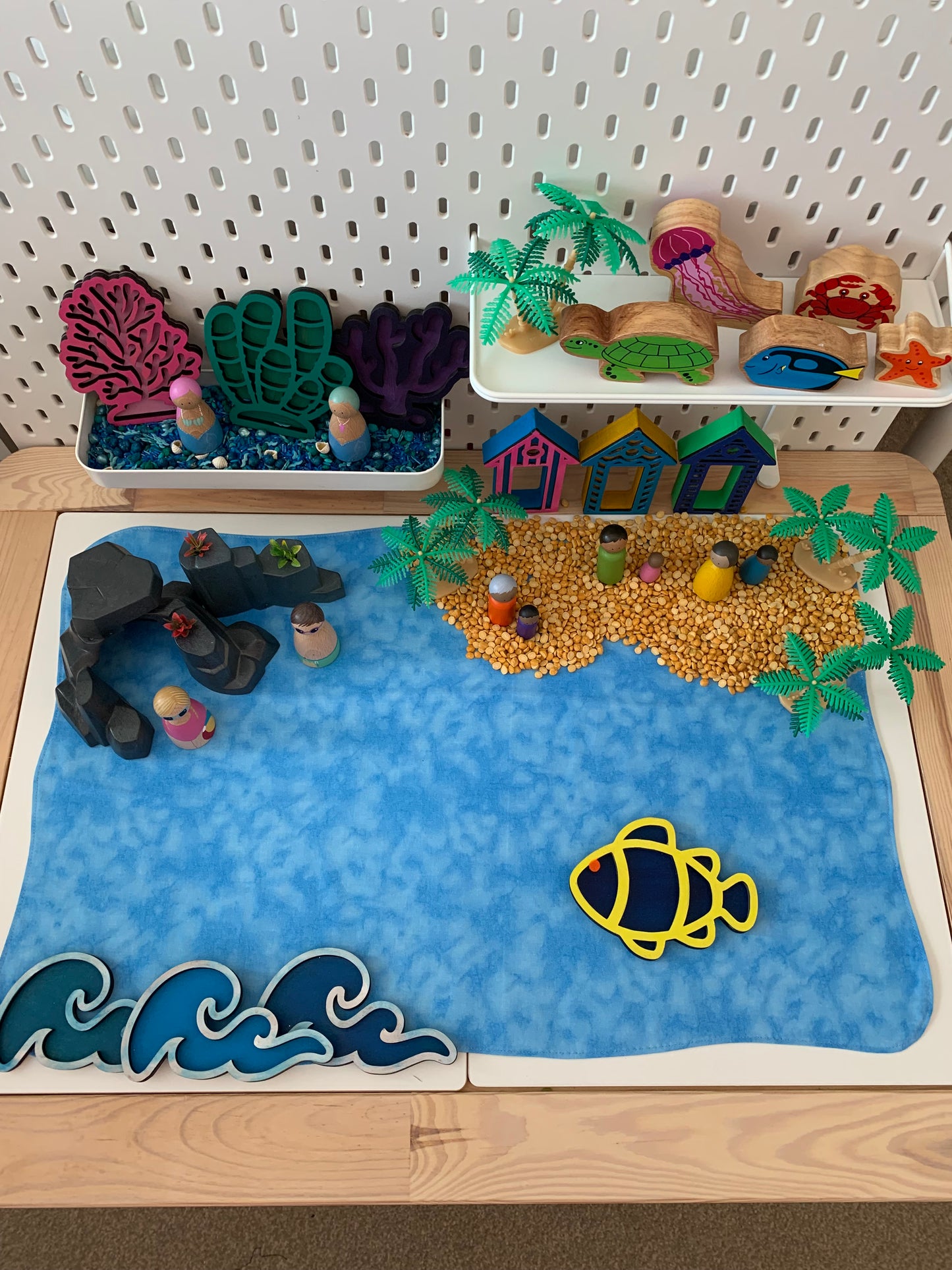 River Rectangular Play Mat - MADE TO ORDER - Mid Blue Reverse