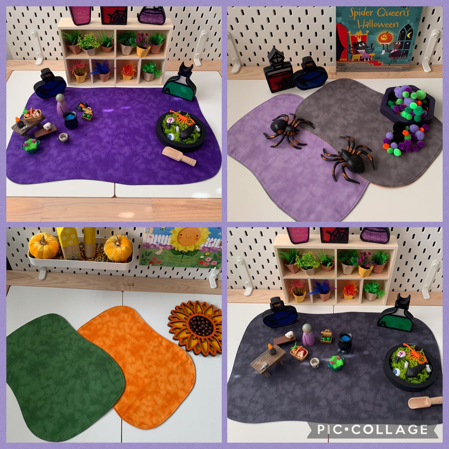 Play Mat Set - Halloween Edition Colours - MADE TO ORDER - Reversible Play Mats