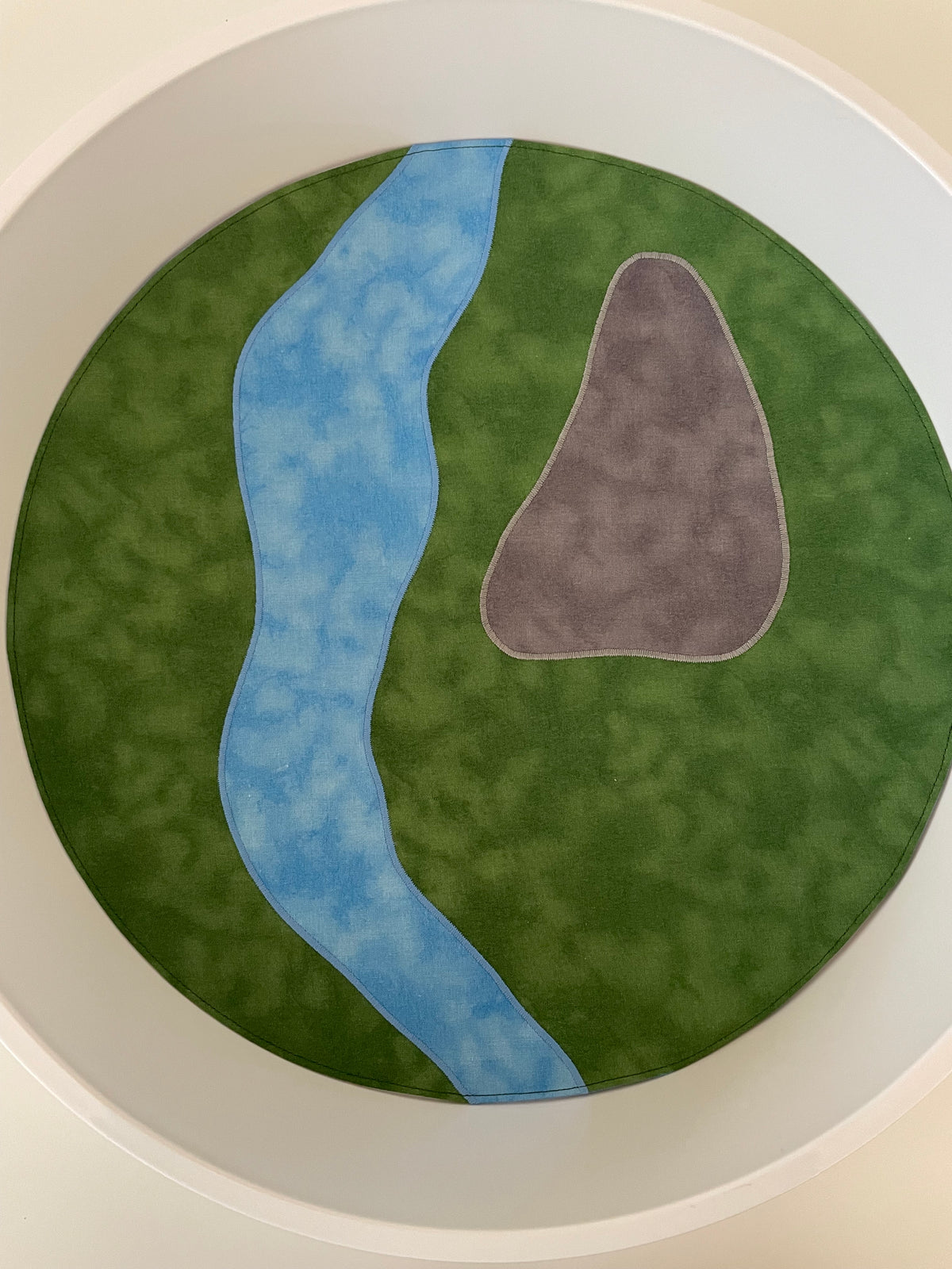 River & Rock Circular Play Mat -  Mid Blue reverse - Ready to Post