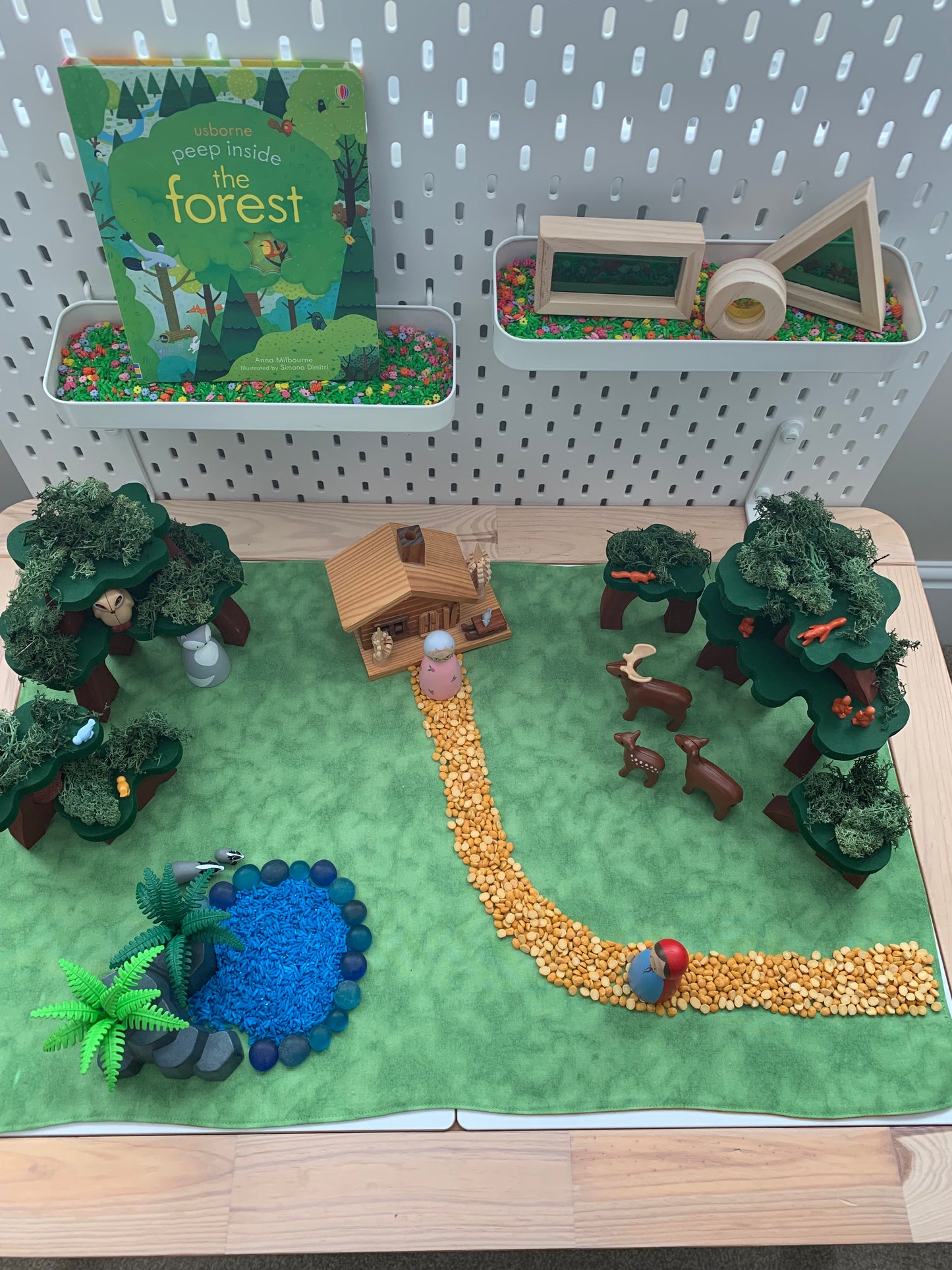 Extra Large Light Green & Mid Blue Play Mat - MADE TO ORDER - Reversible Play Mat