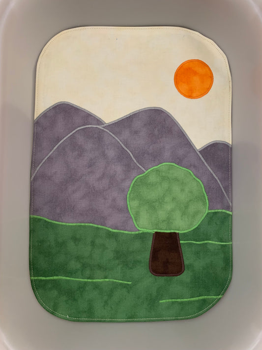 Mountains  & Valley Tray Play Mat - Dark Green Reverse