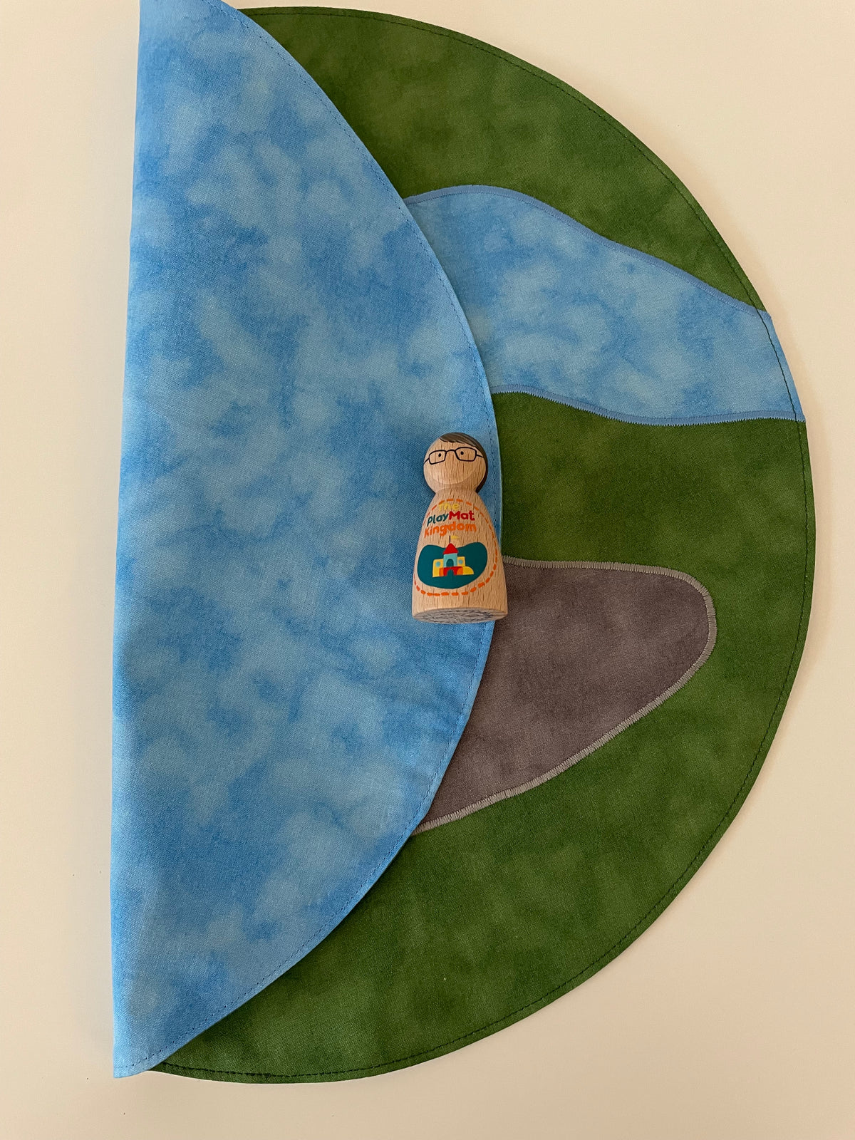 River & Rock Circular Play Mat -  Mid Blue reverse - Ready to Post