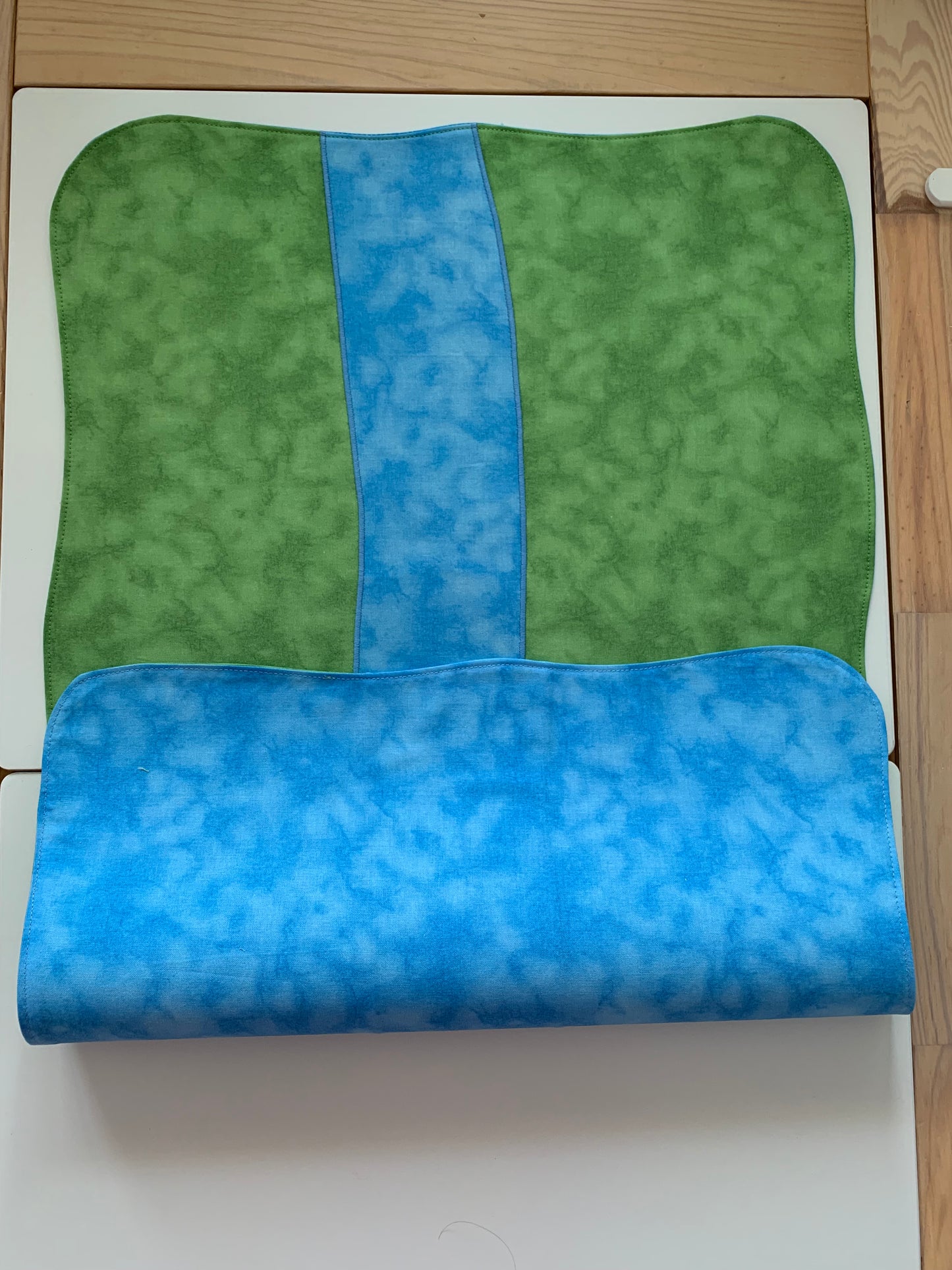 River Rectangular Play Mat - MADE TO ORDER - Mid Blue Reverse