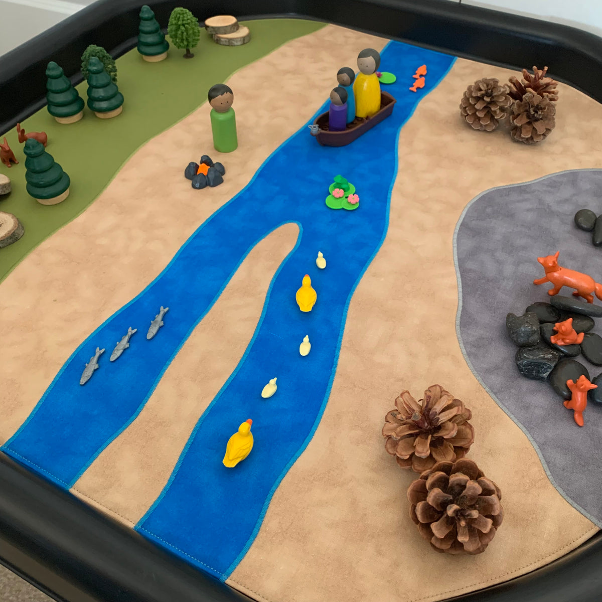 River Adventures Play Mat - Dark Green reverse - Ready to post
