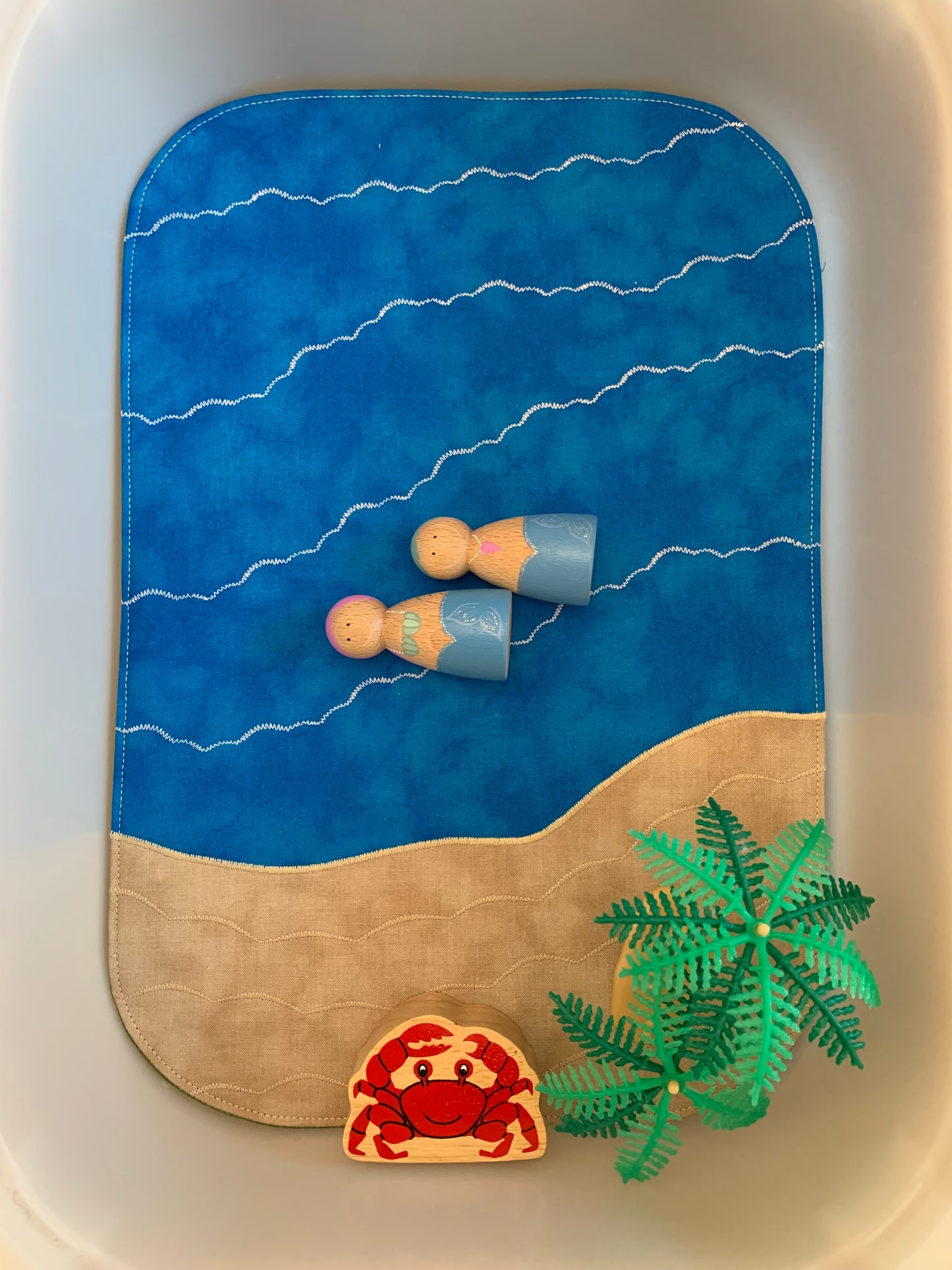 Beach Tray Play Mat - One of a Kind - Dark Green Reverse  - IN STOCK