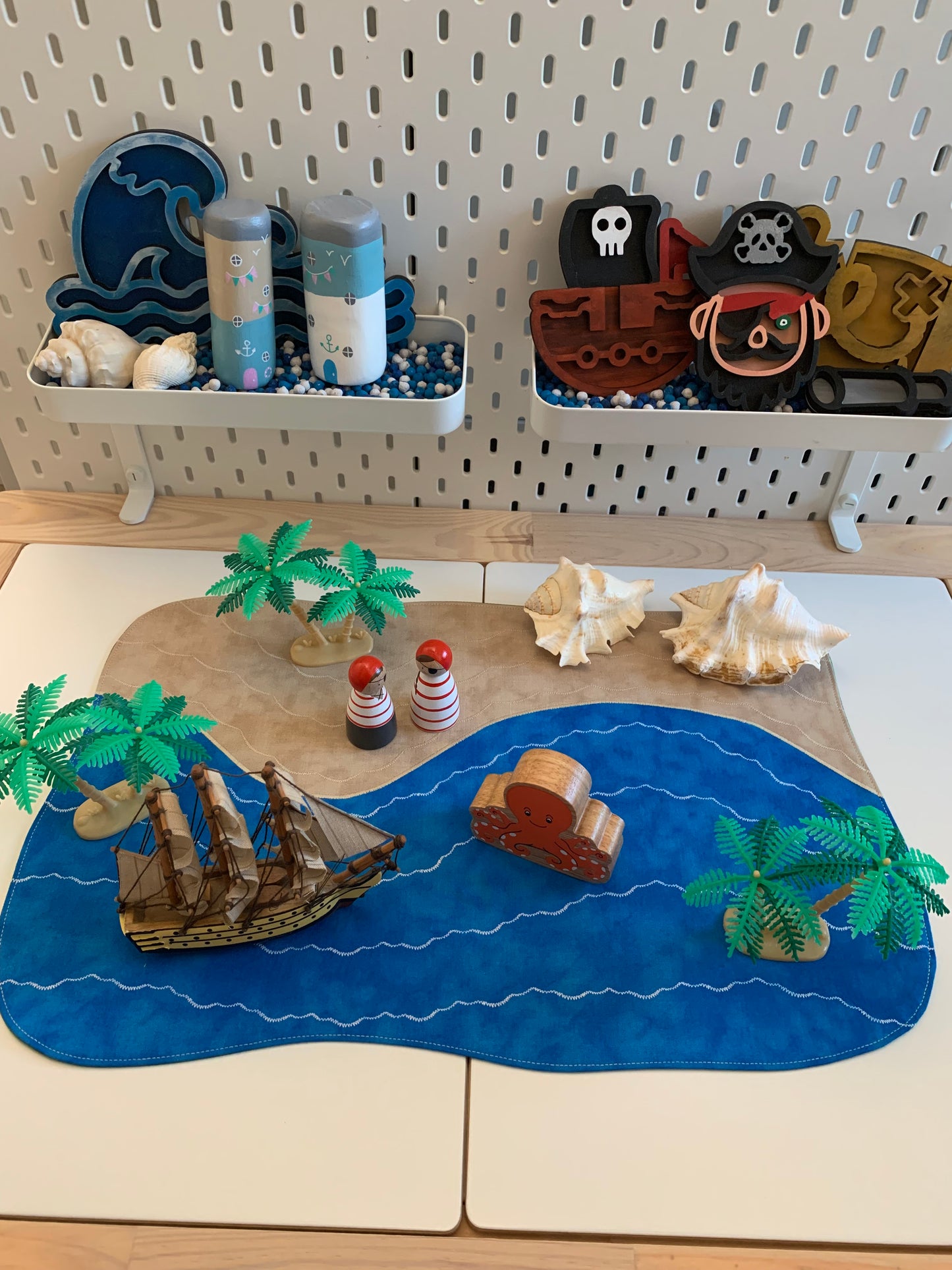 Beach Play Mat - IN STOCK - Large - Dark Green Reverse