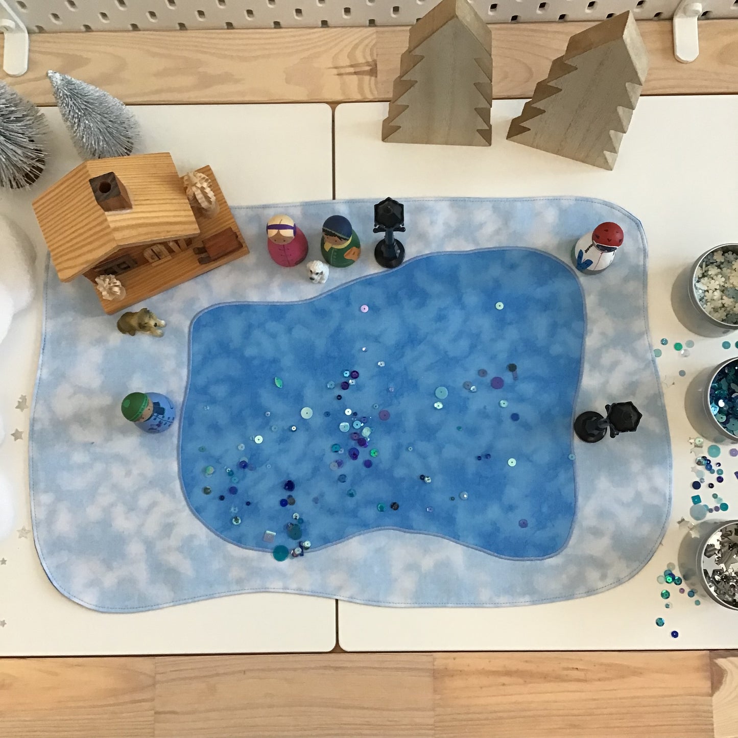 Frozen Lake Play Mat - MADE TO ORDER - Deep Blue Reverse