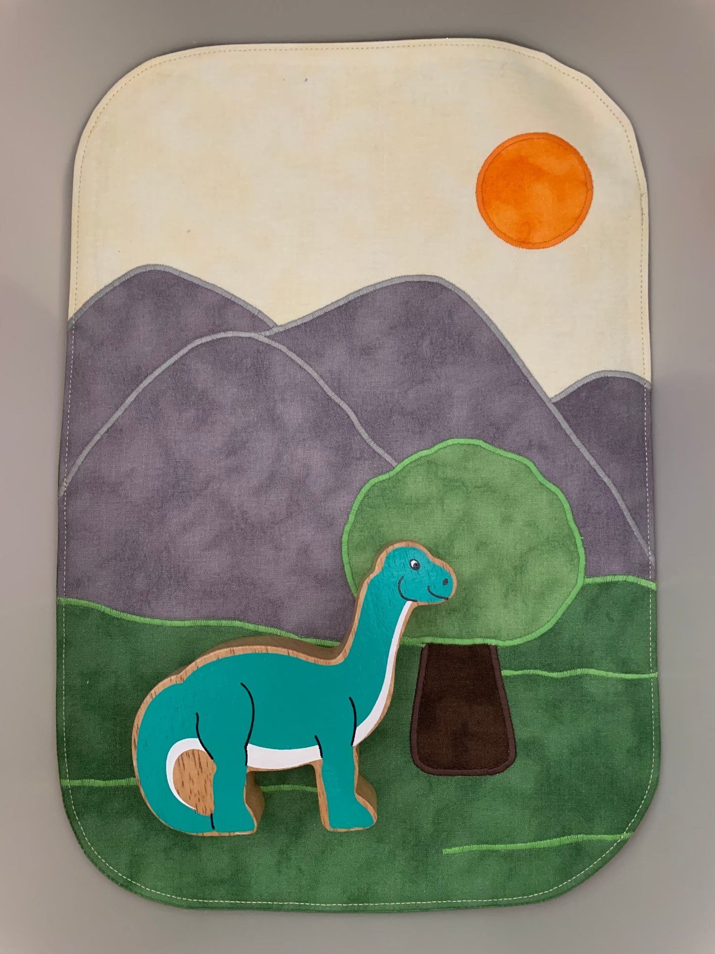 Mountains  & Valley Tray Play Mat - Dark Green Reverse