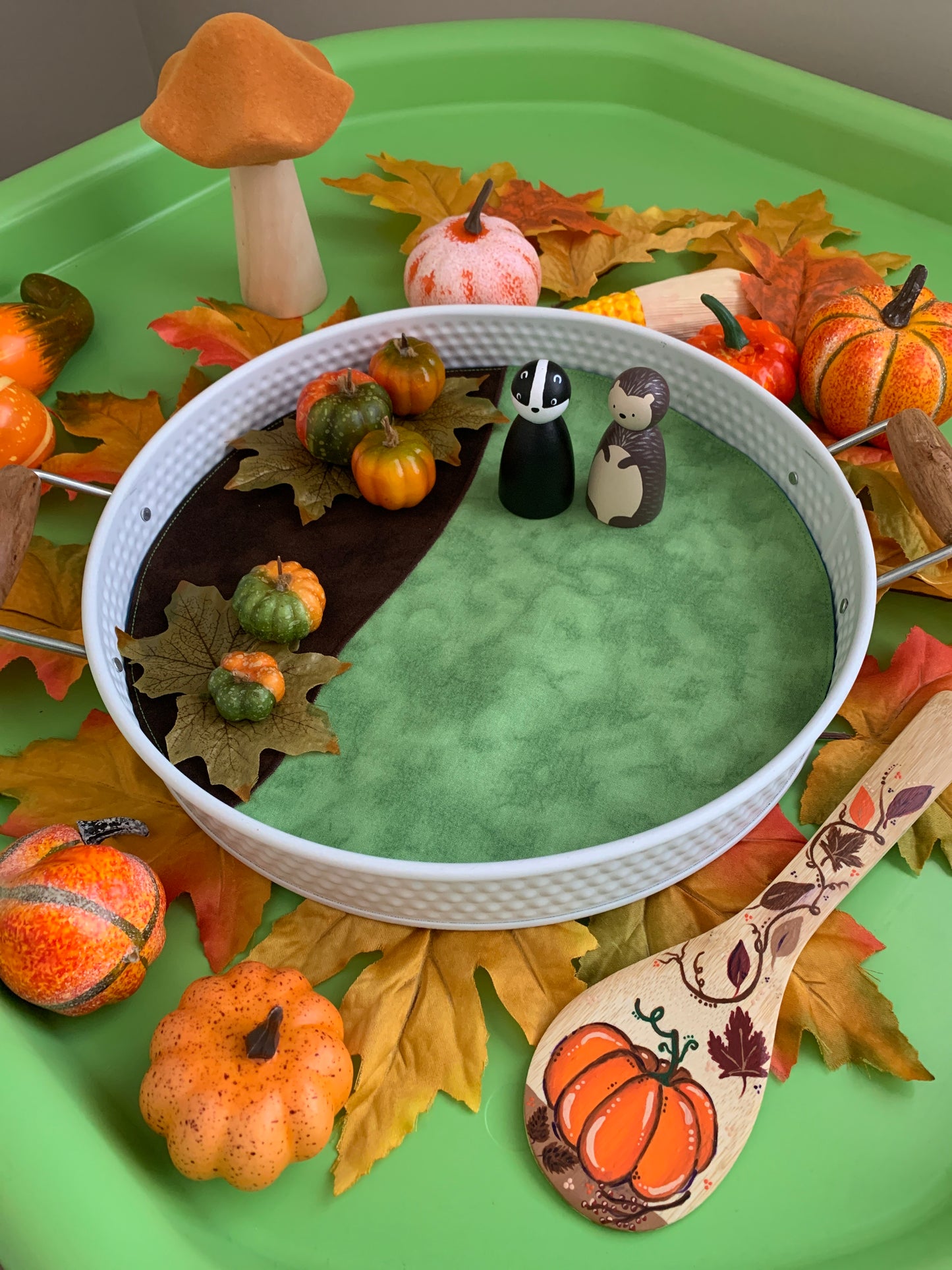 Grass & Earth -  MADE TO ORDER - Circular Play Mat - Deep Blue Reverse