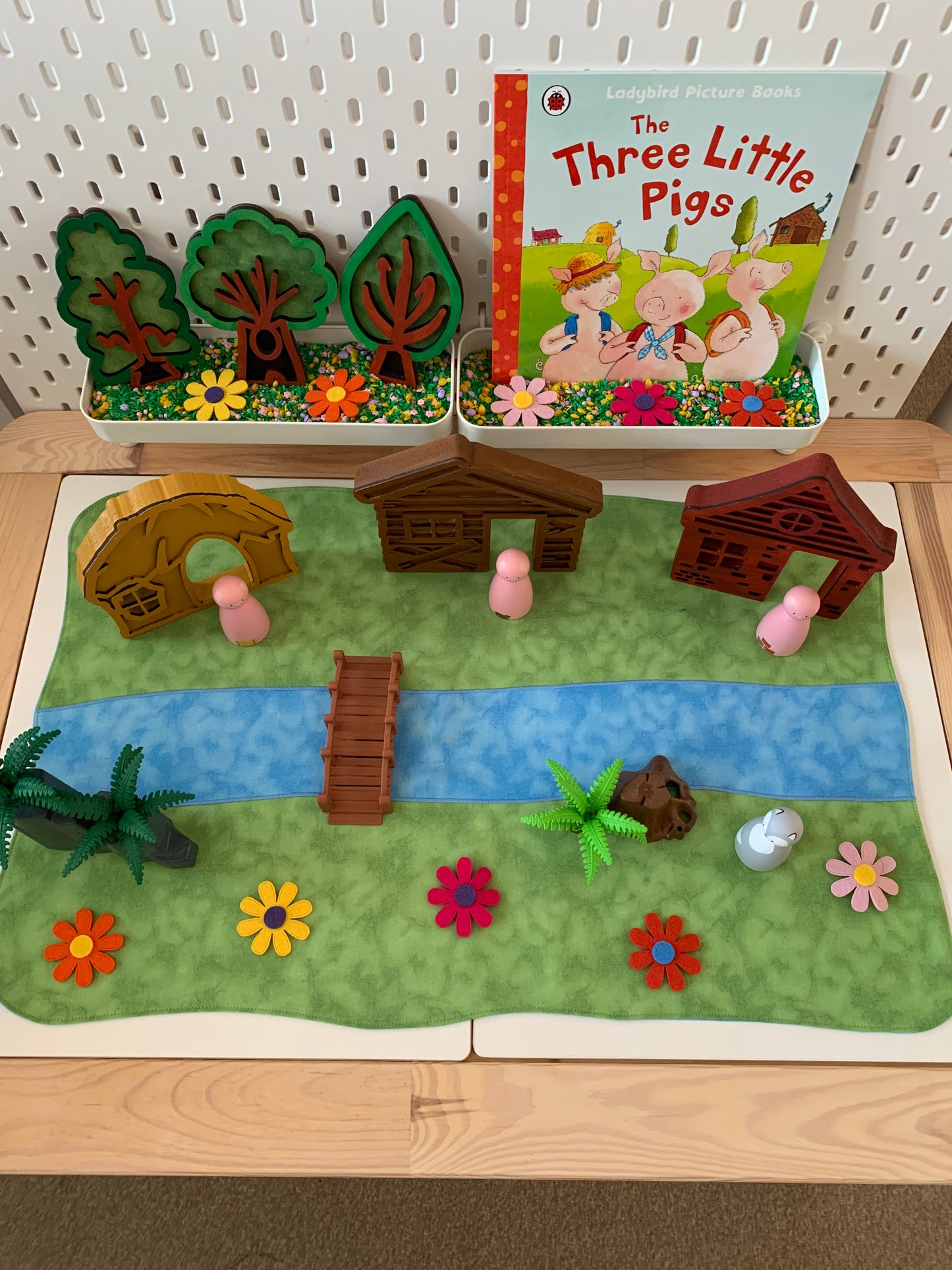 River Rectangular Play Mat - MADE TO ORDER - Mid Blue Reverse