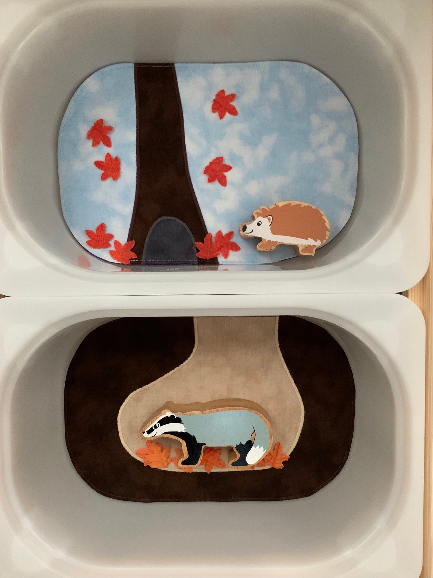 Mini Tray Play Mat Set - Land Themed - MADE TO ORDER - Reversible - Set of 4