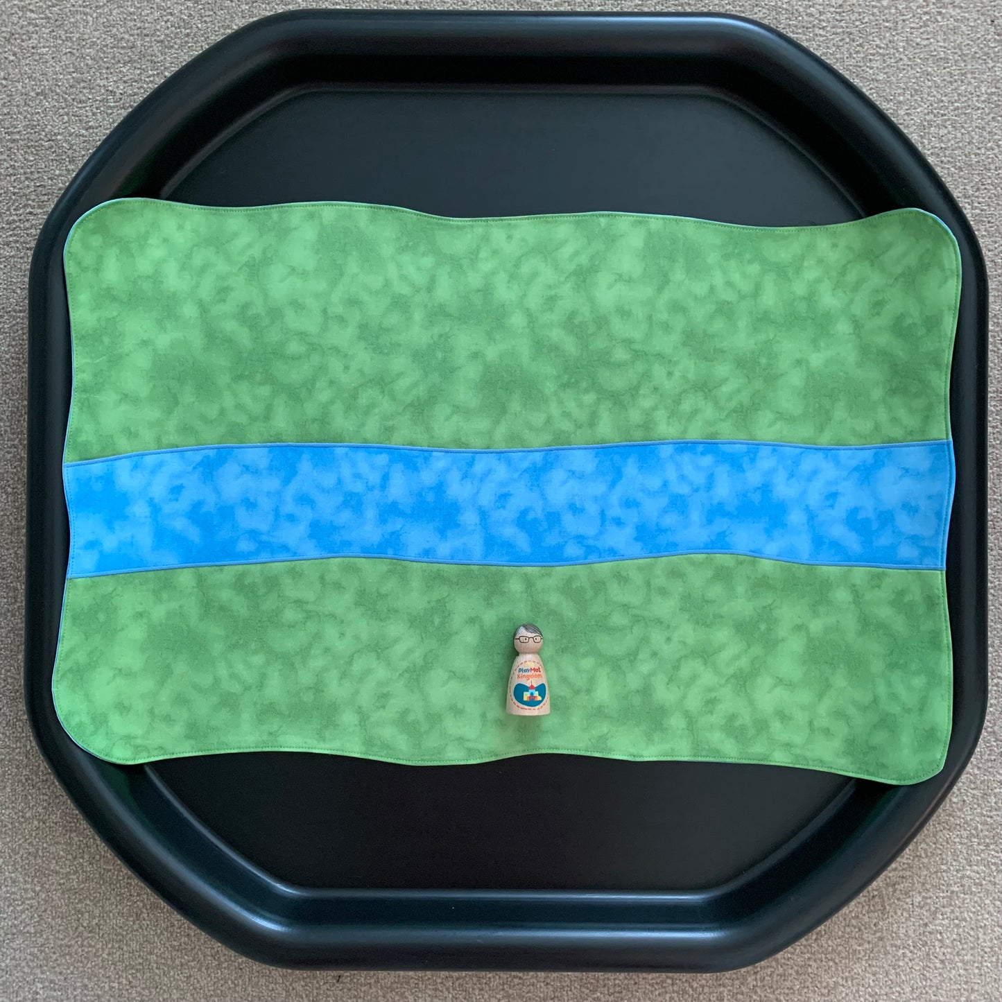 River Rectangular Play Mat - MADE TO ORDER - Mid Blue Reverse