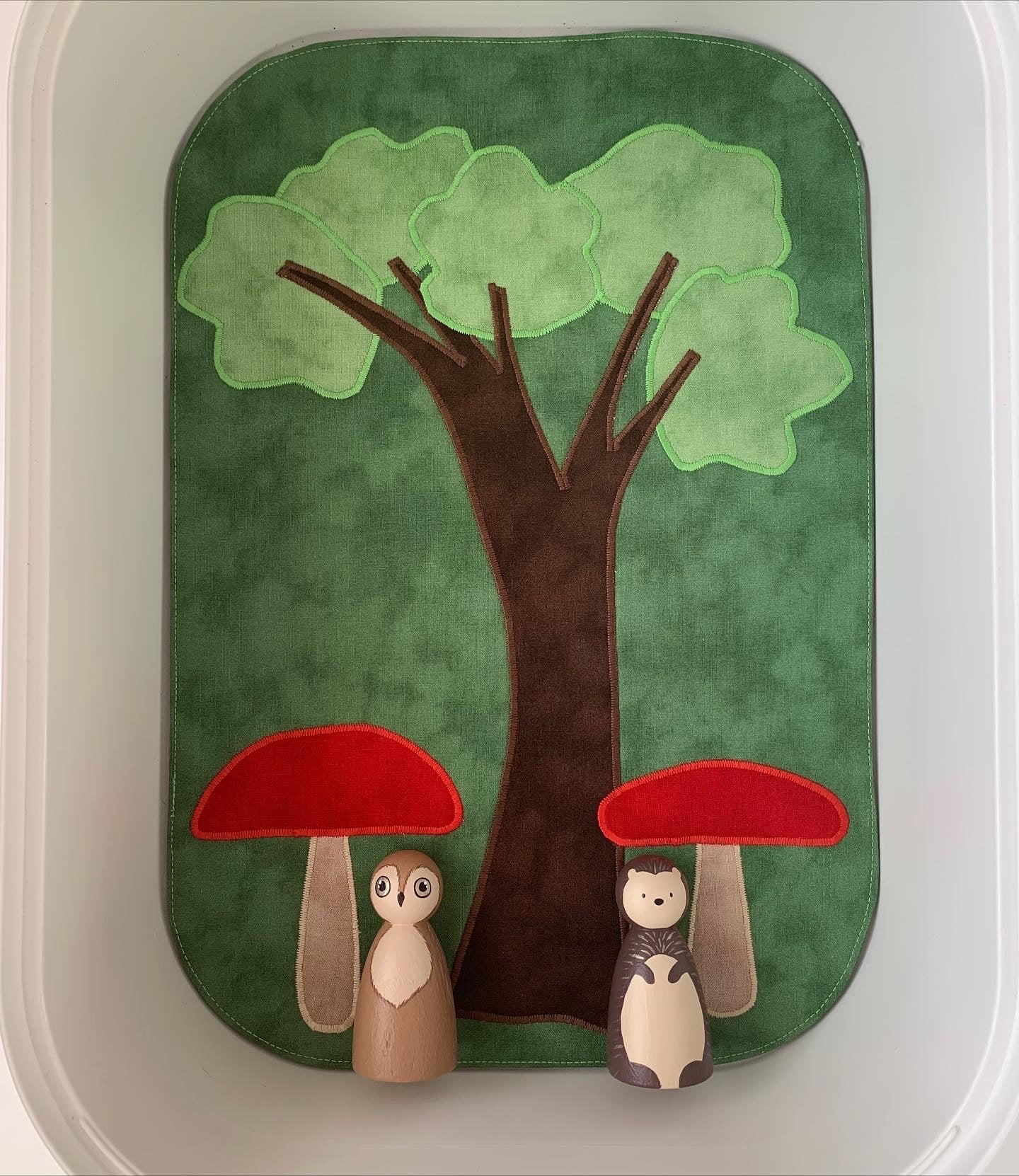 Tree & Mushrooms Tray Play Mat - IN STOCK - Dark Green reverse